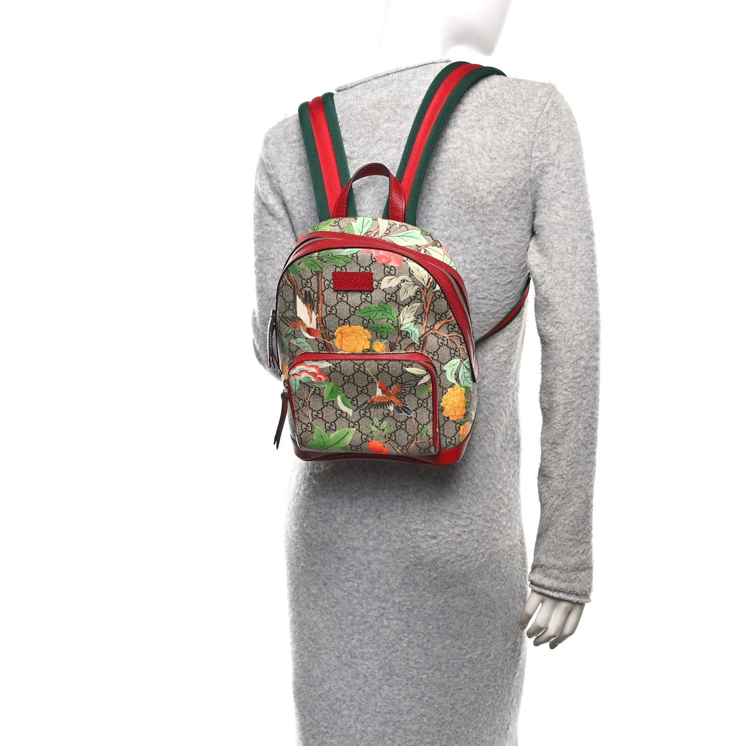 GG Supreme Monogram Tian Web Small Day Backpack Beige Multicolor Red - Image 2