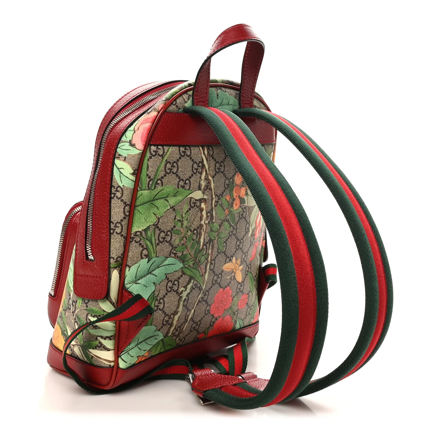 GG Supreme Monogram Tian Web Small Day Backpack Beige Multicolor Red - Image 3