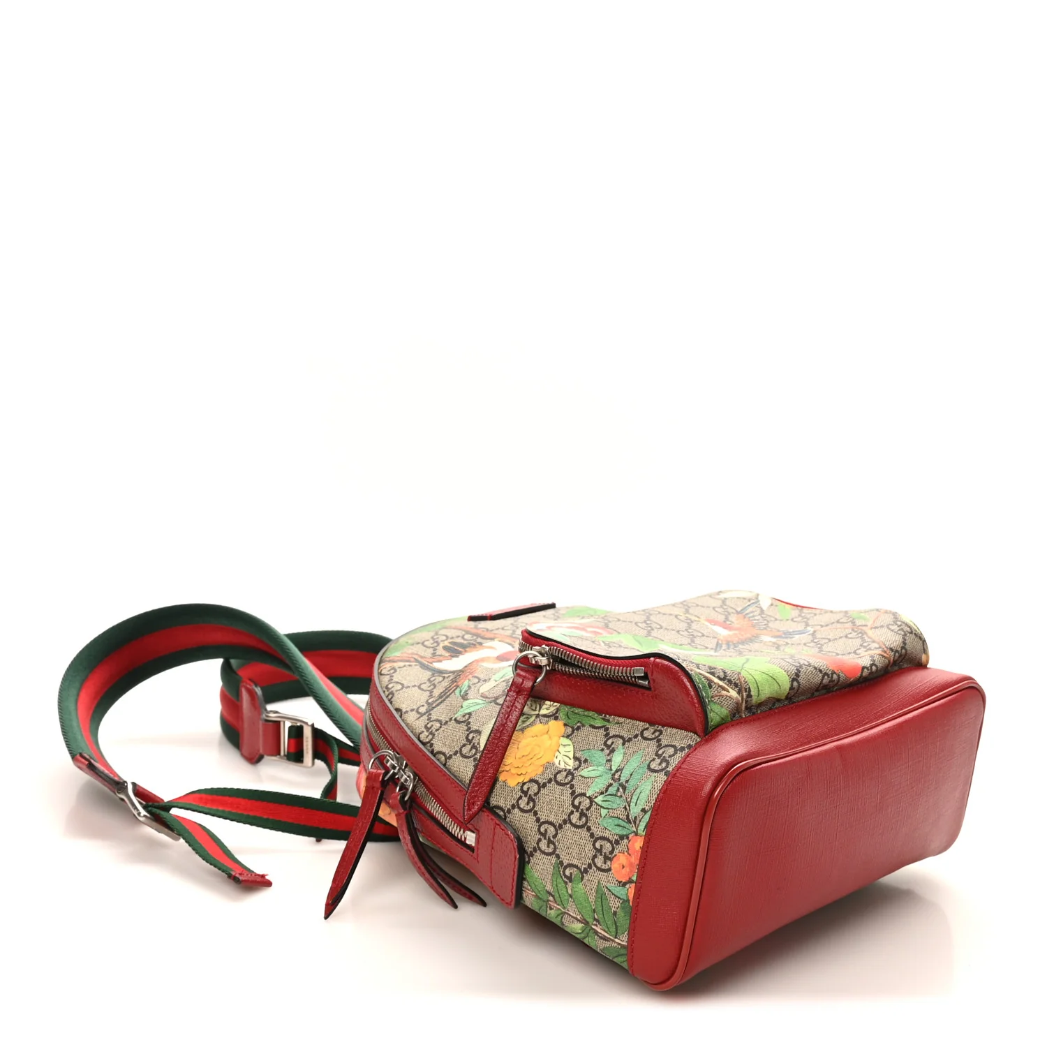 GG Supreme Monogram Tian Web Small Day Backpack Beige Multicolor Red - Image 4