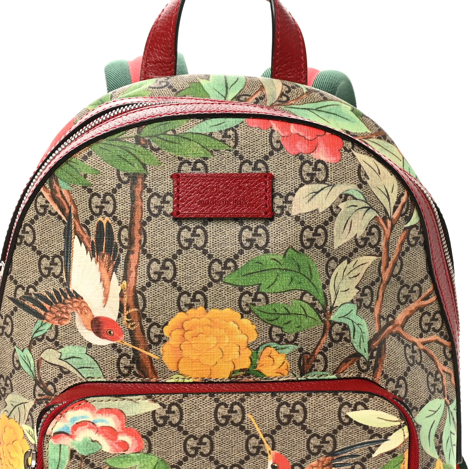 GG Supreme Monogram Tian Web Small Day Backpack Beige Multicolor Red - Image 8