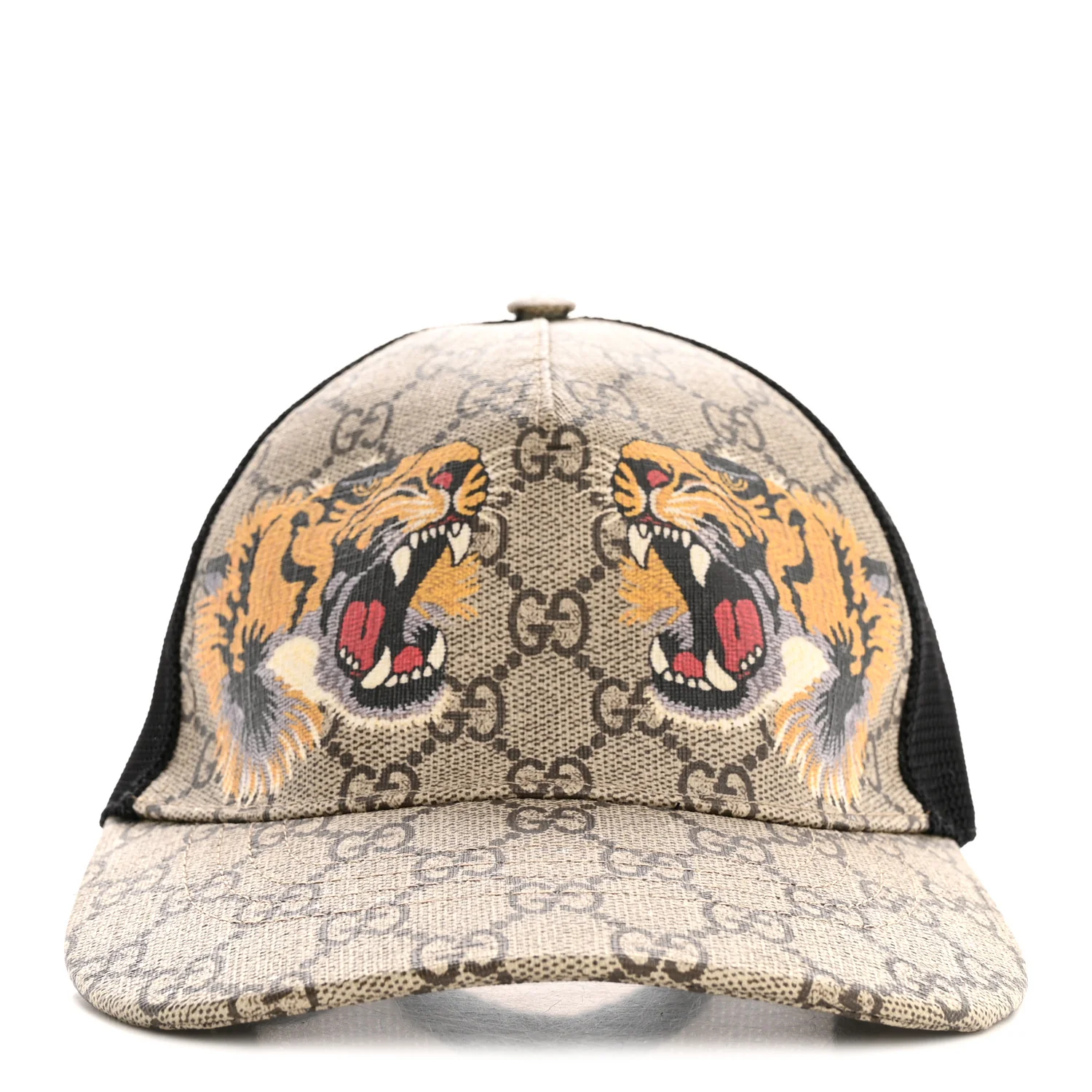 GG Supreme Monogram Tiger Print Baseball Hat XS Beige - Image 3