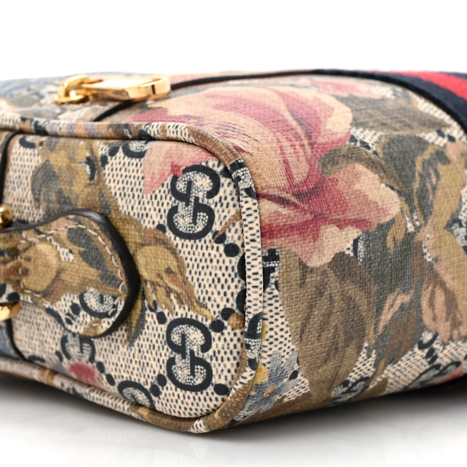 GG Supreme Monogram Water Flora Web Mini Ophidia Shoulder Bag Beige White Multicolor - Image 10