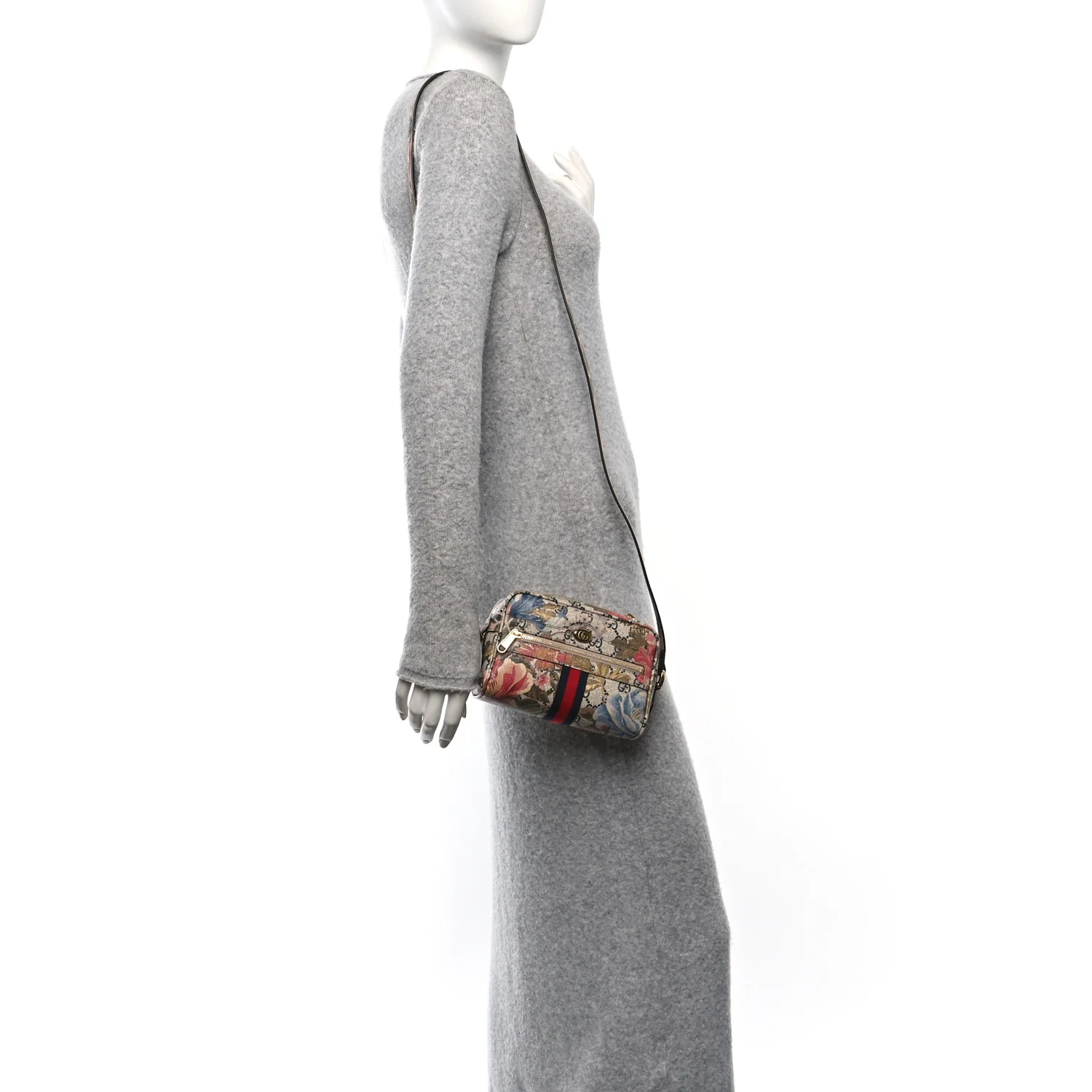 GG Supreme Monogram Water Flora Web Mini Ophidia Shoulder Bag Beige White Multicolor - Image 2