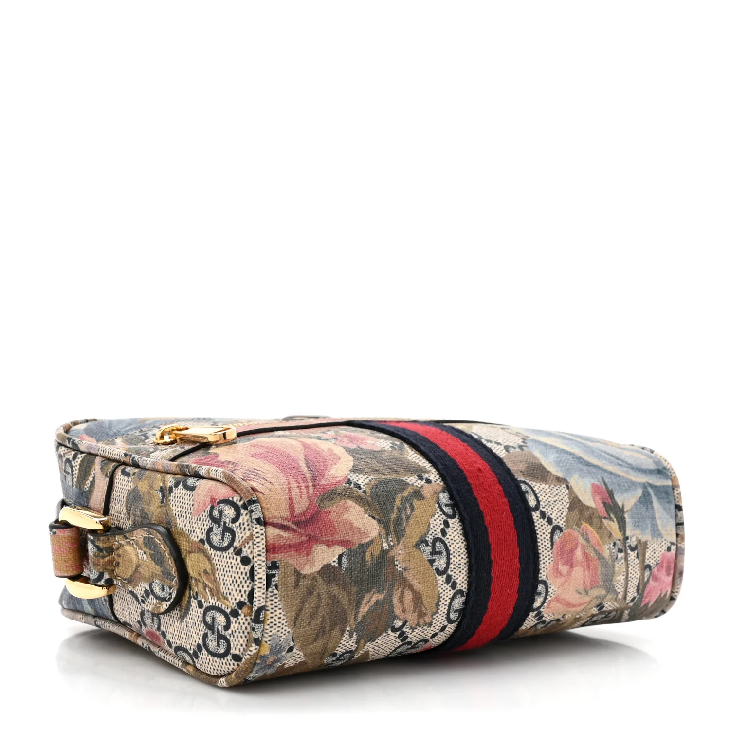 GG Supreme Monogram Water Flora Web Mini Ophidia Shoulder Bag Beige White Multicolor - Image 4
