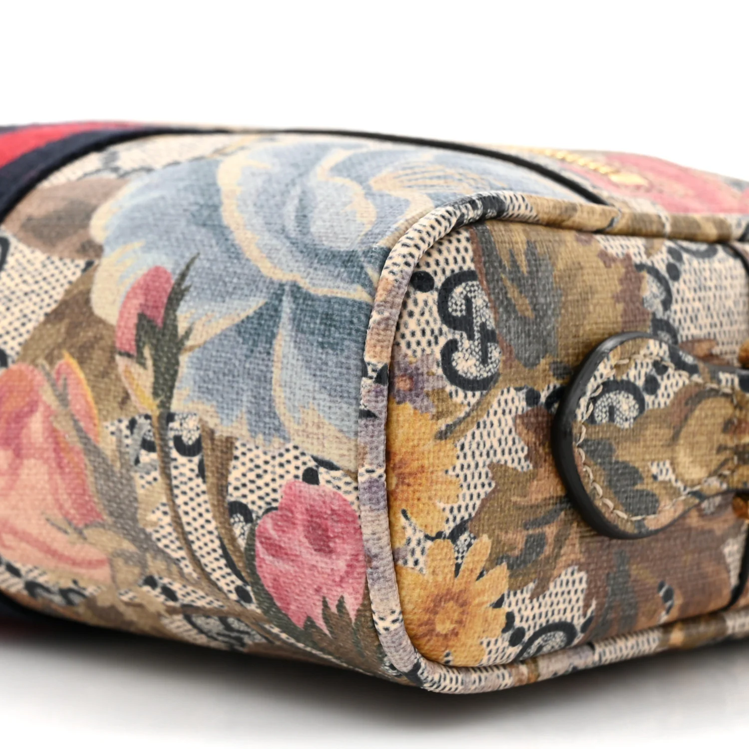 GG Supreme Monogram Water Flora Web Mini Ophidia Shoulder Bag Beige White Multicolor - Image 9