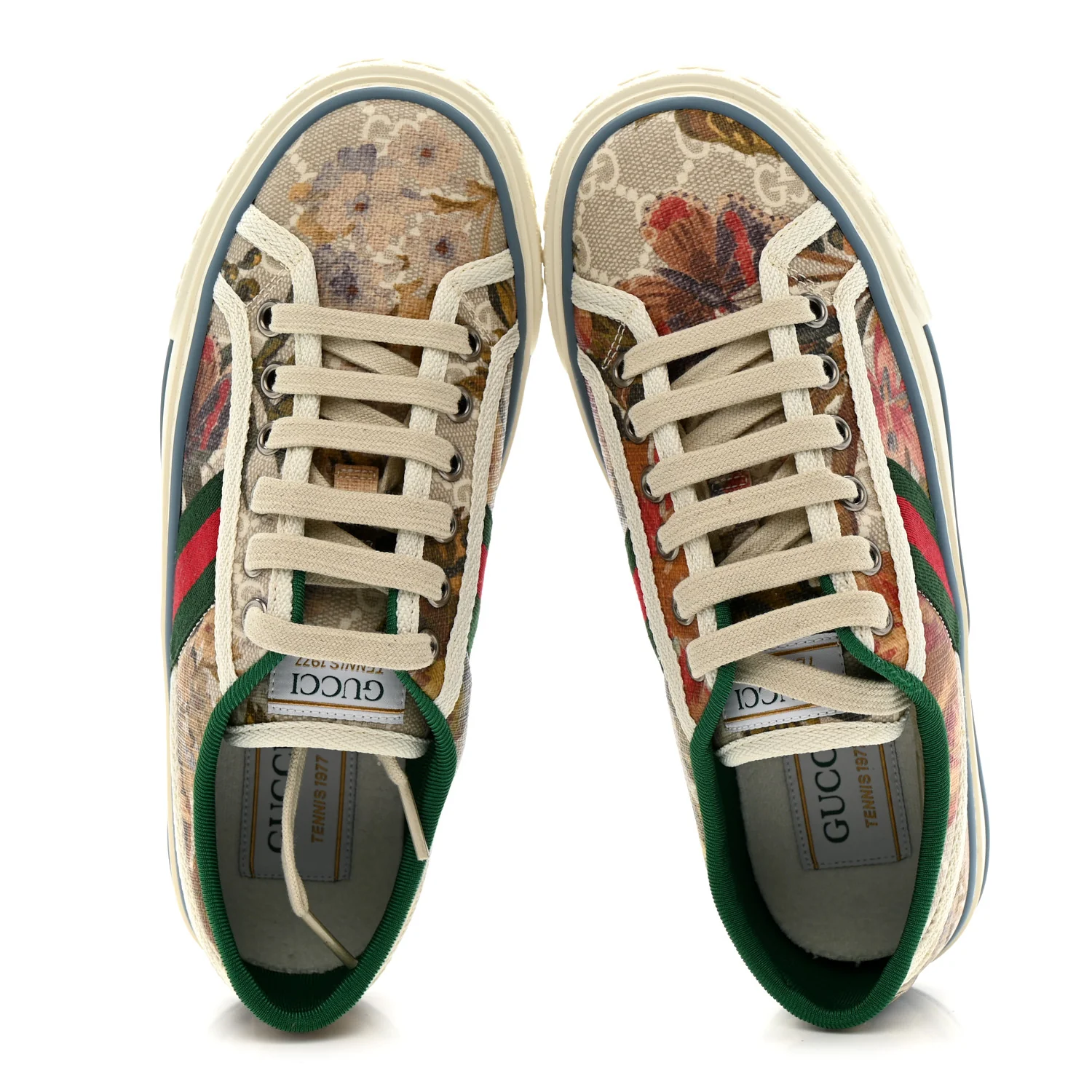 GG Supreme Monogram Water Flora Web Womens 1977 Tennis Sneakers 35.5 Beige White Multicolor Mystic White - Image 2
