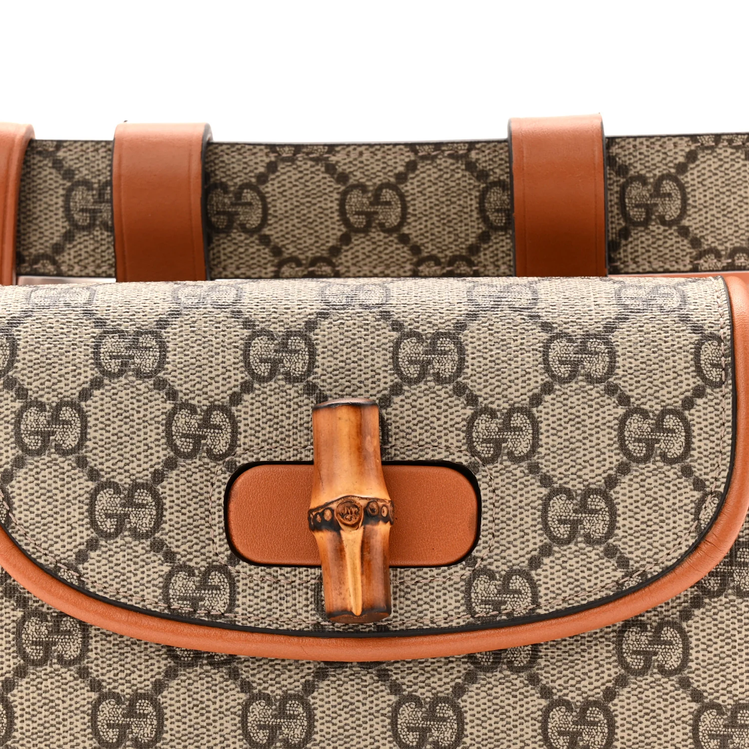 GG Supreme Monogram Web Bamboo Mini 1947 Belt Bag 80 32 Beige - Image 9