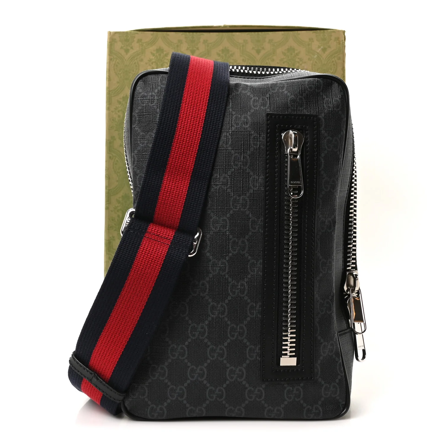 GG Supreme Monogram Web Belt Bag Black Grey - Image 11