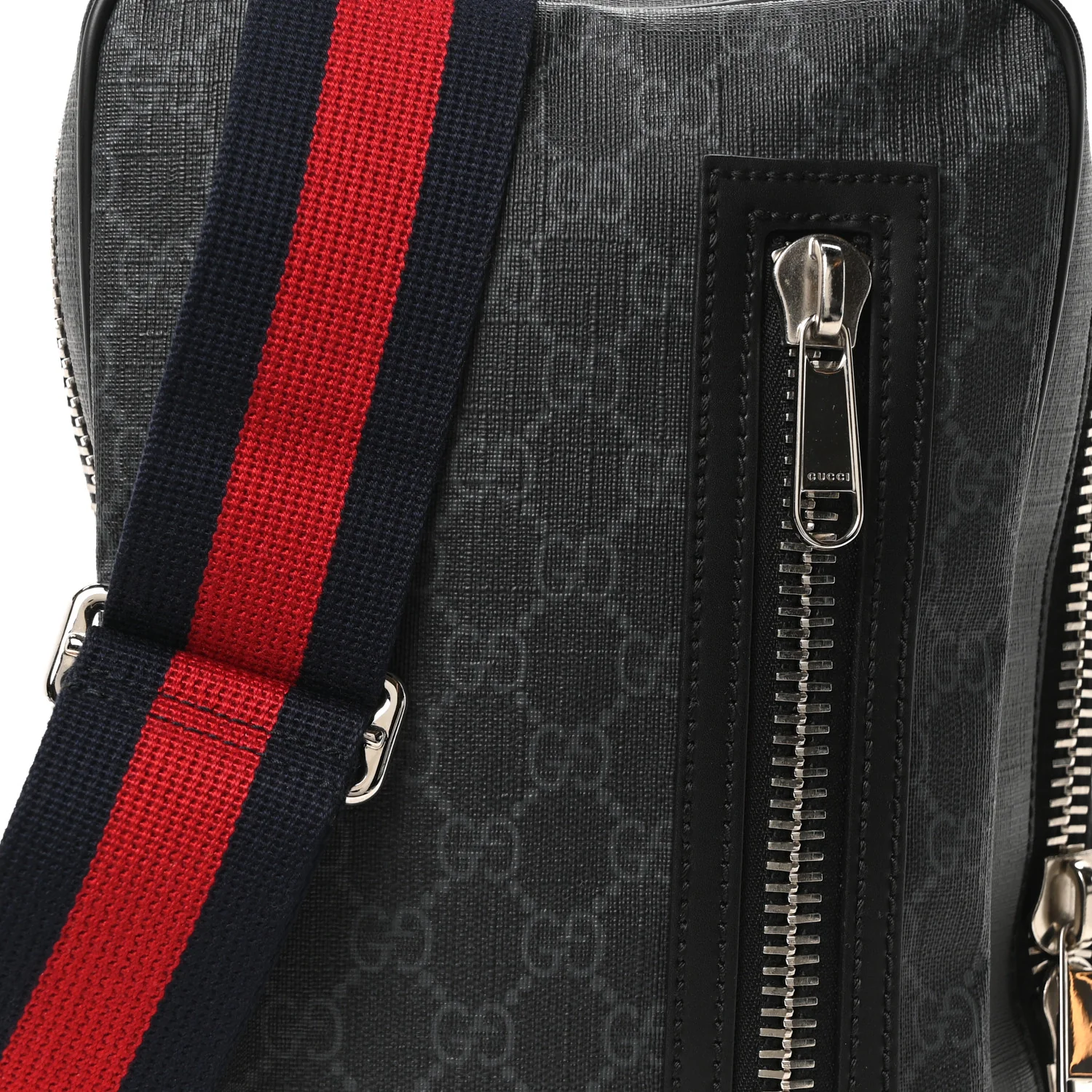 GG Supreme Monogram Web Belt Bag Black Grey - Image 8