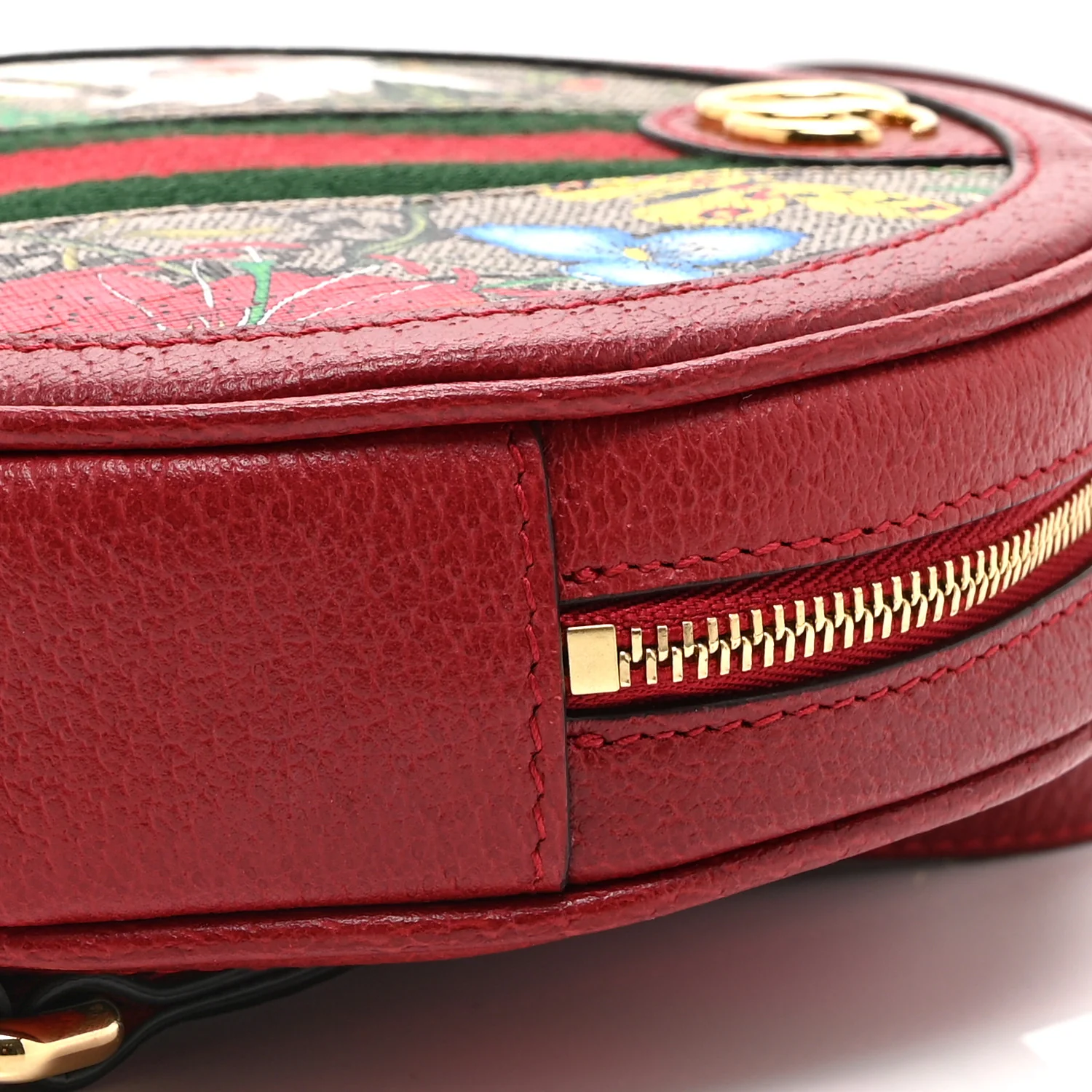 GG Supreme Monogram Web Flora Mini Ophidia Round Backpack Red - Image 10