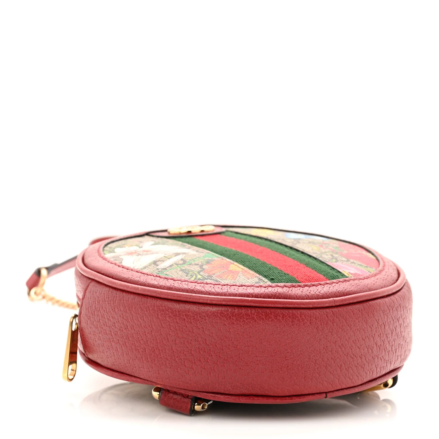 GG Supreme Monogram Web Flora Mini Ophidia Round Backpack Red - Image 4