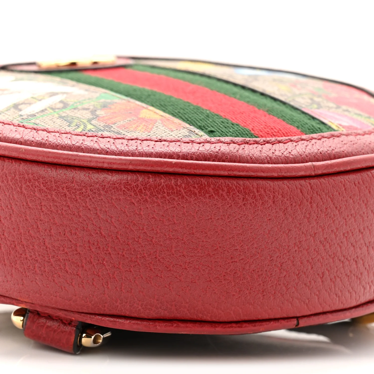 GG Supreme Monogram Web Flora Mini Ophidia Round Backpack Red - Image 9