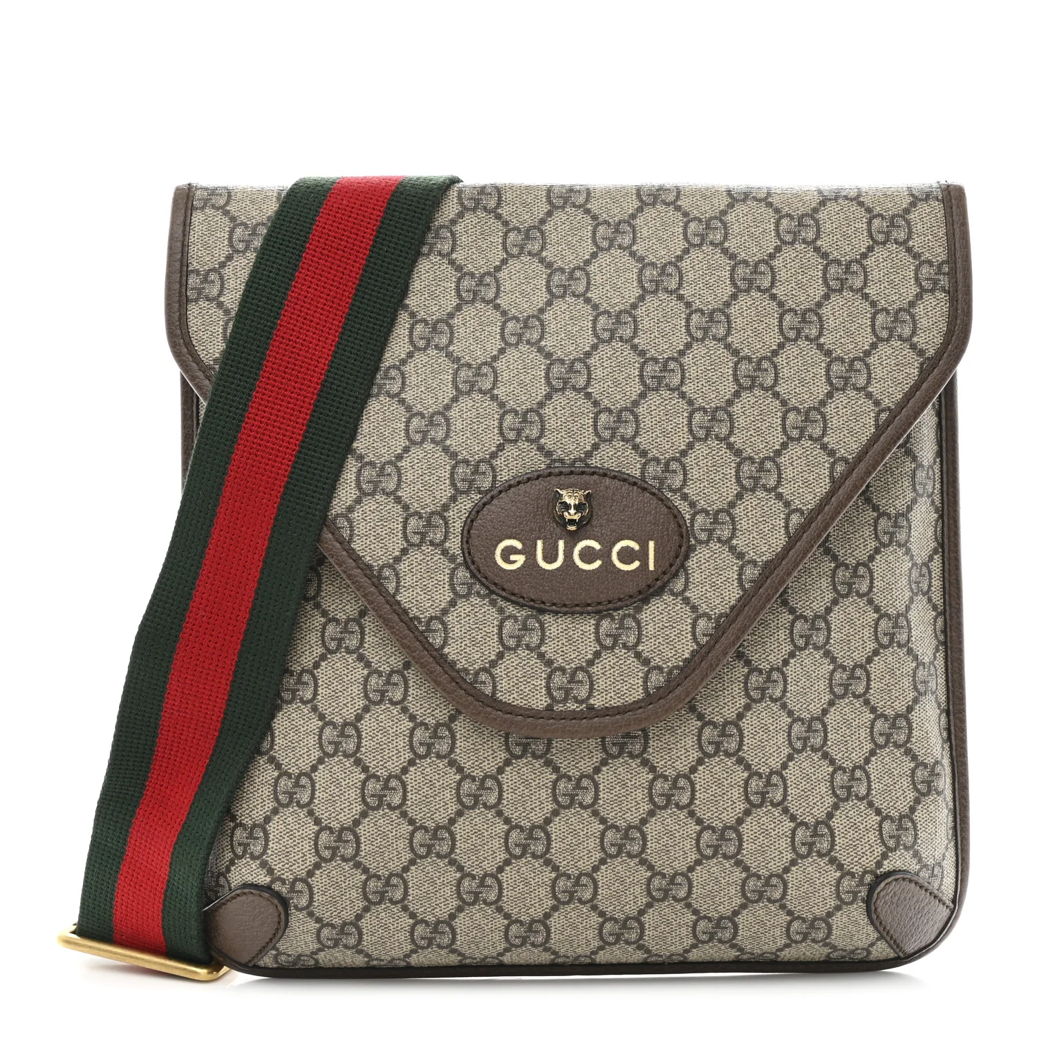 GG Supreme Monogram Web Medium Neo Vintage Flap Messenger Bag Beige New Acero