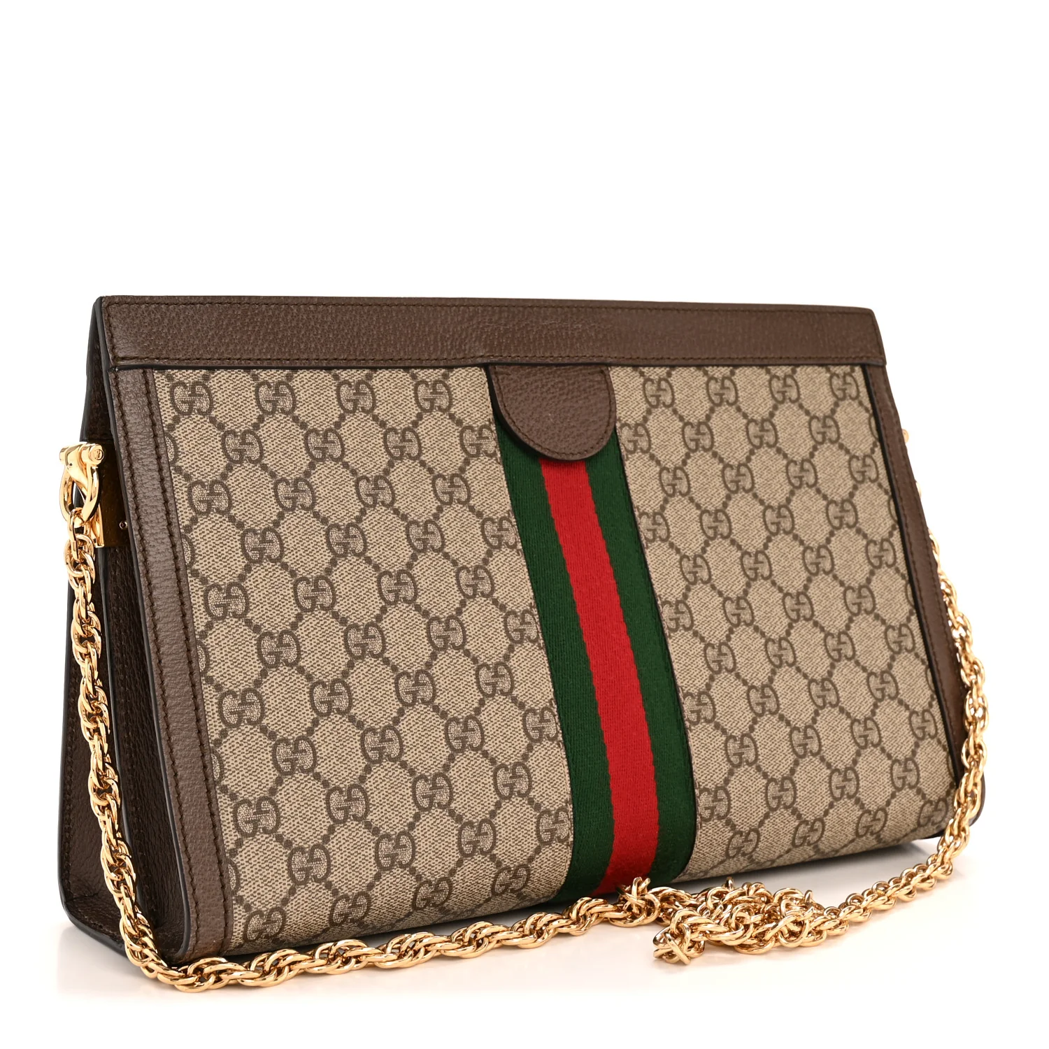 GG Supreme Monogram Web Medium Ophidia Chain Shoulder Bag Brown - Image 3