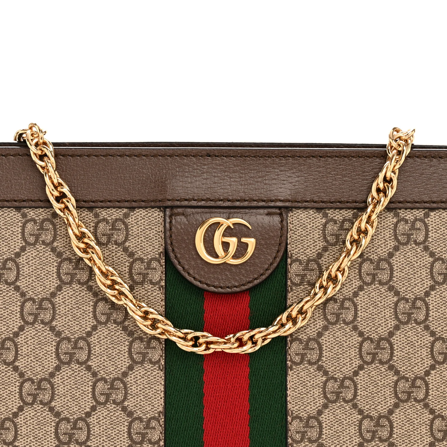 GG Supreme Monogram Web Medium Ophidia Chain Shoulder Bag Brown - Image 8