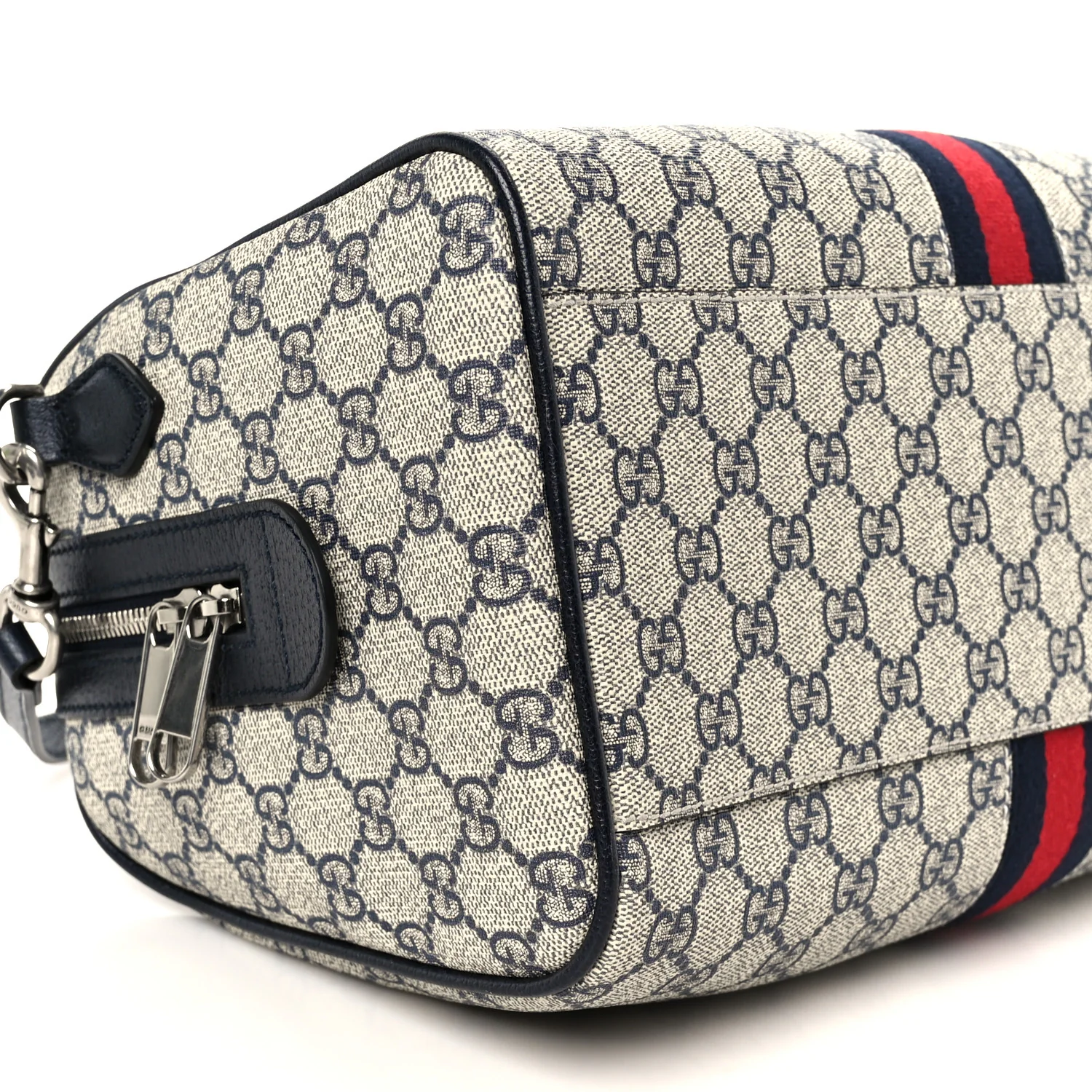 GG Supreme Monogram Web Medium Ophidia Top Handle Bag Beige Blue - Image 10