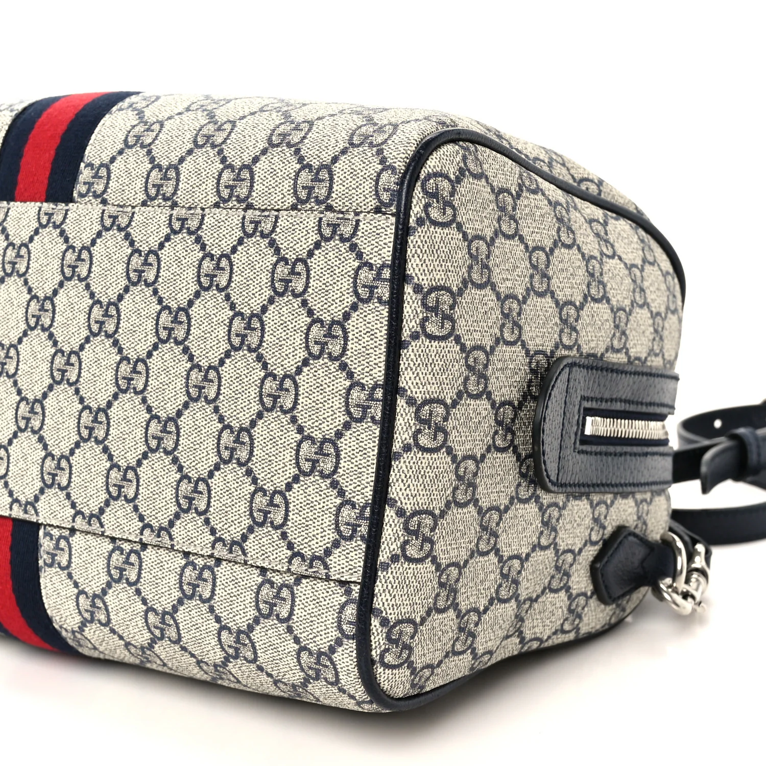 GG Supreme Monogram Web Medium Ophidia Top Handle Bag Beige Blue - Image 11