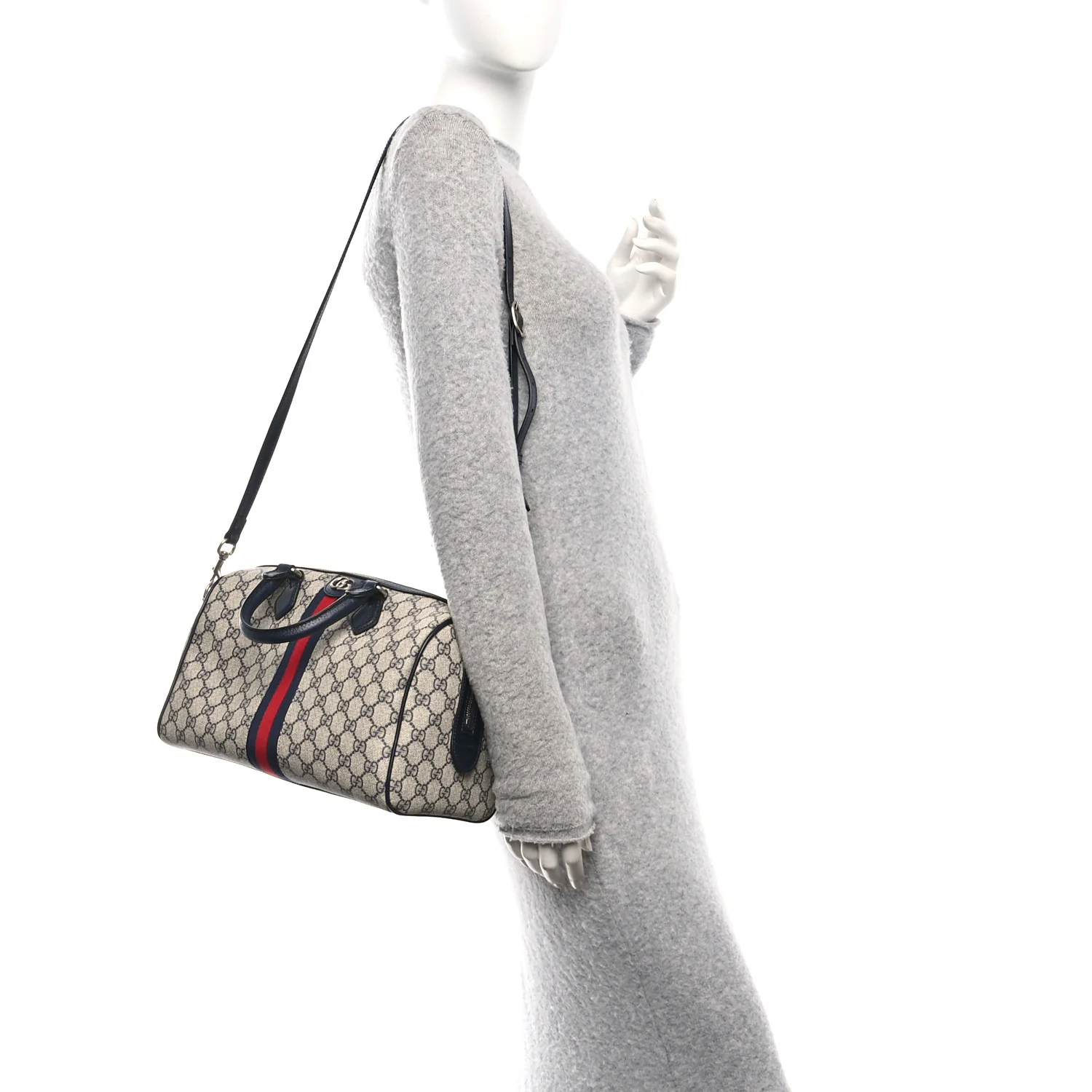 GG Supreme Monogram Web Medium Ophidia Top Handle Bag Beige Blue - Image 2