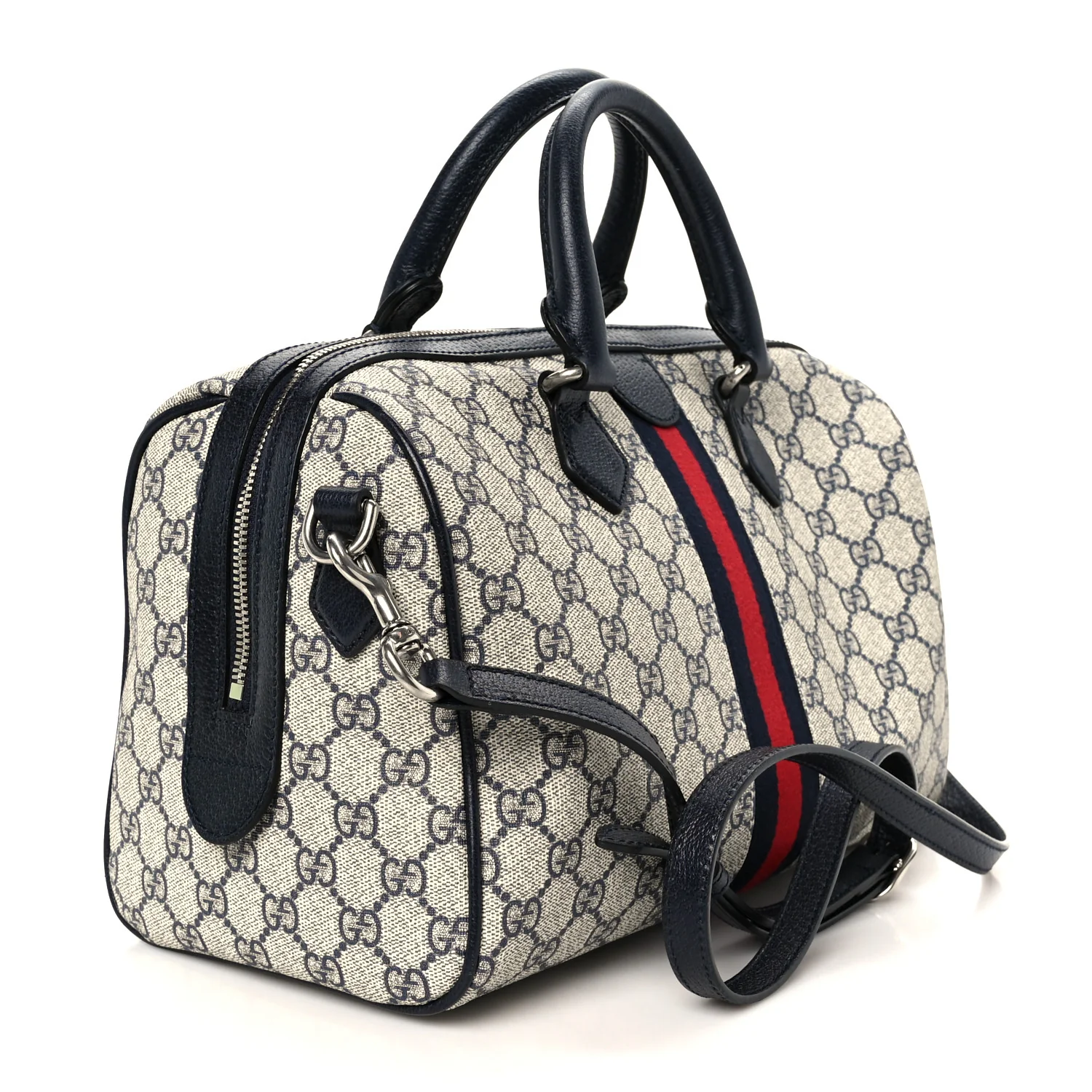 GG Supreme Monogram Web Medium Ophidia Top Handle Bag Beige Blue - Image 3