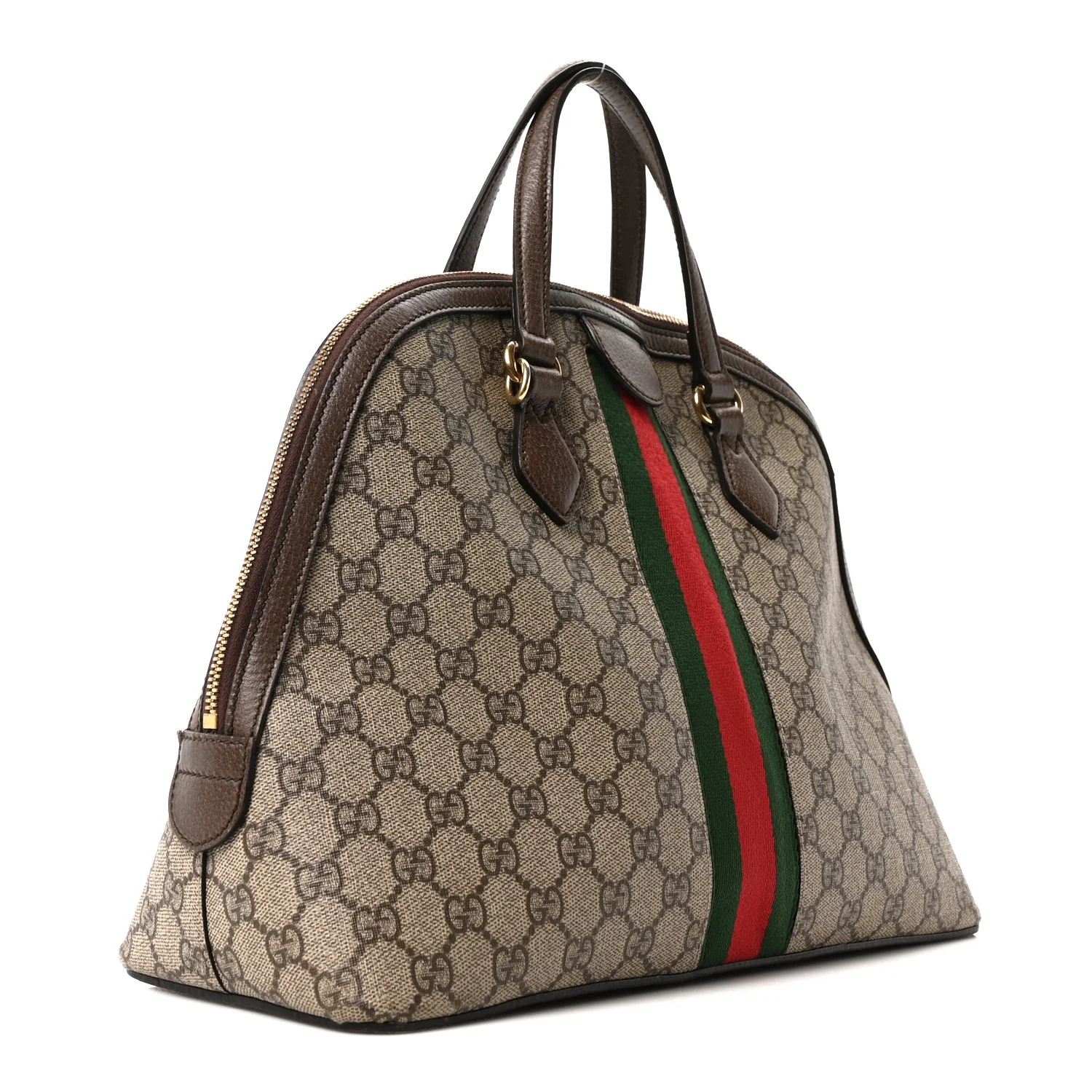GG Supreme Monogram Web Medium Ophidia Top Handle Dome Bag Brown - Image 3