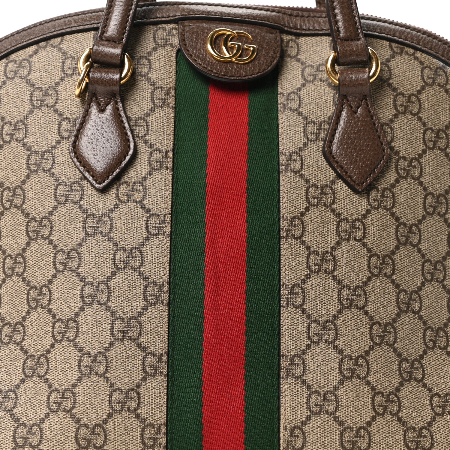 GG Supreme Monogram Web Medium Ophidia Top Handle Dome Bag Brown - Image 8