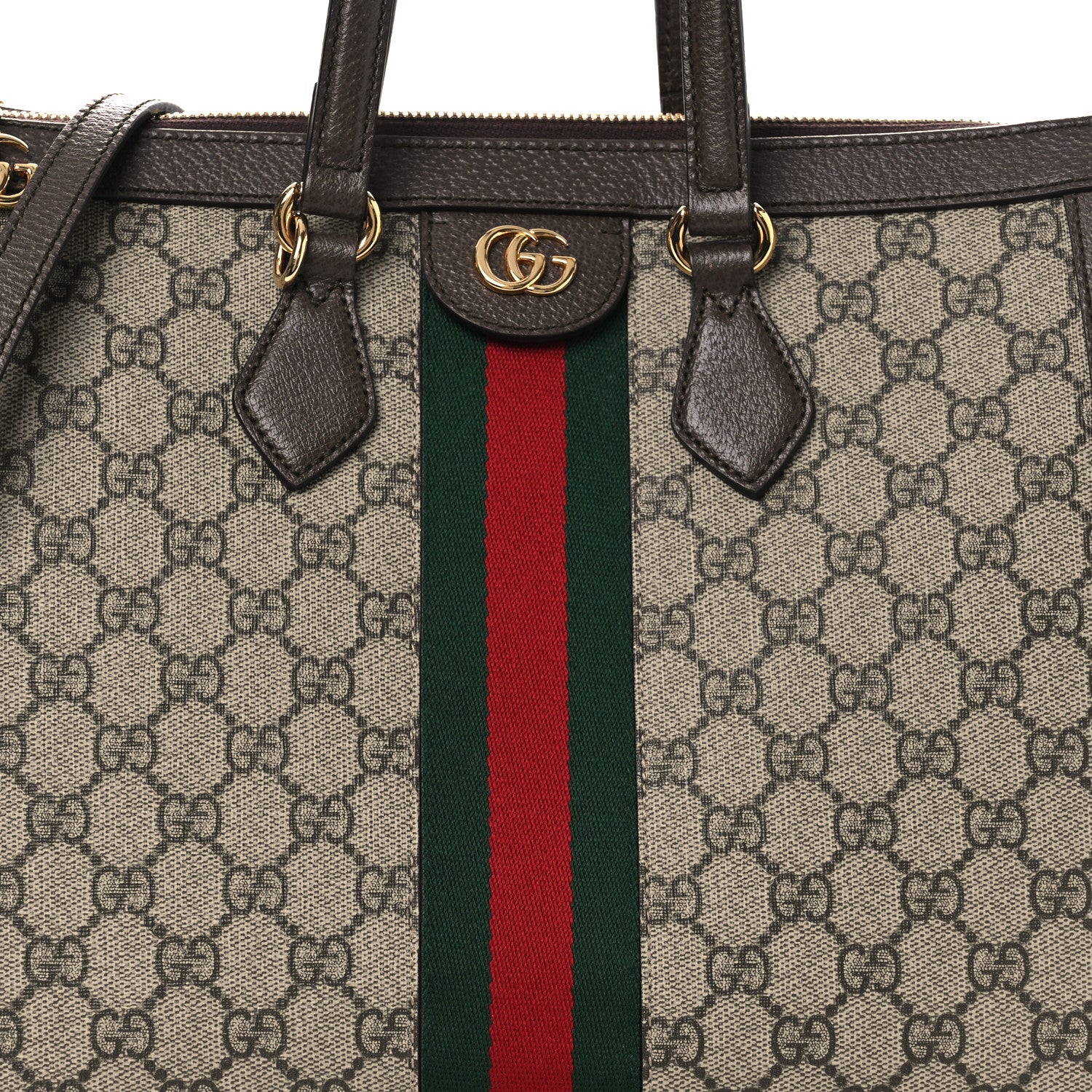 GG Supreme Monogram Web Medium Ophidia Tote Bag Brown - Image 8