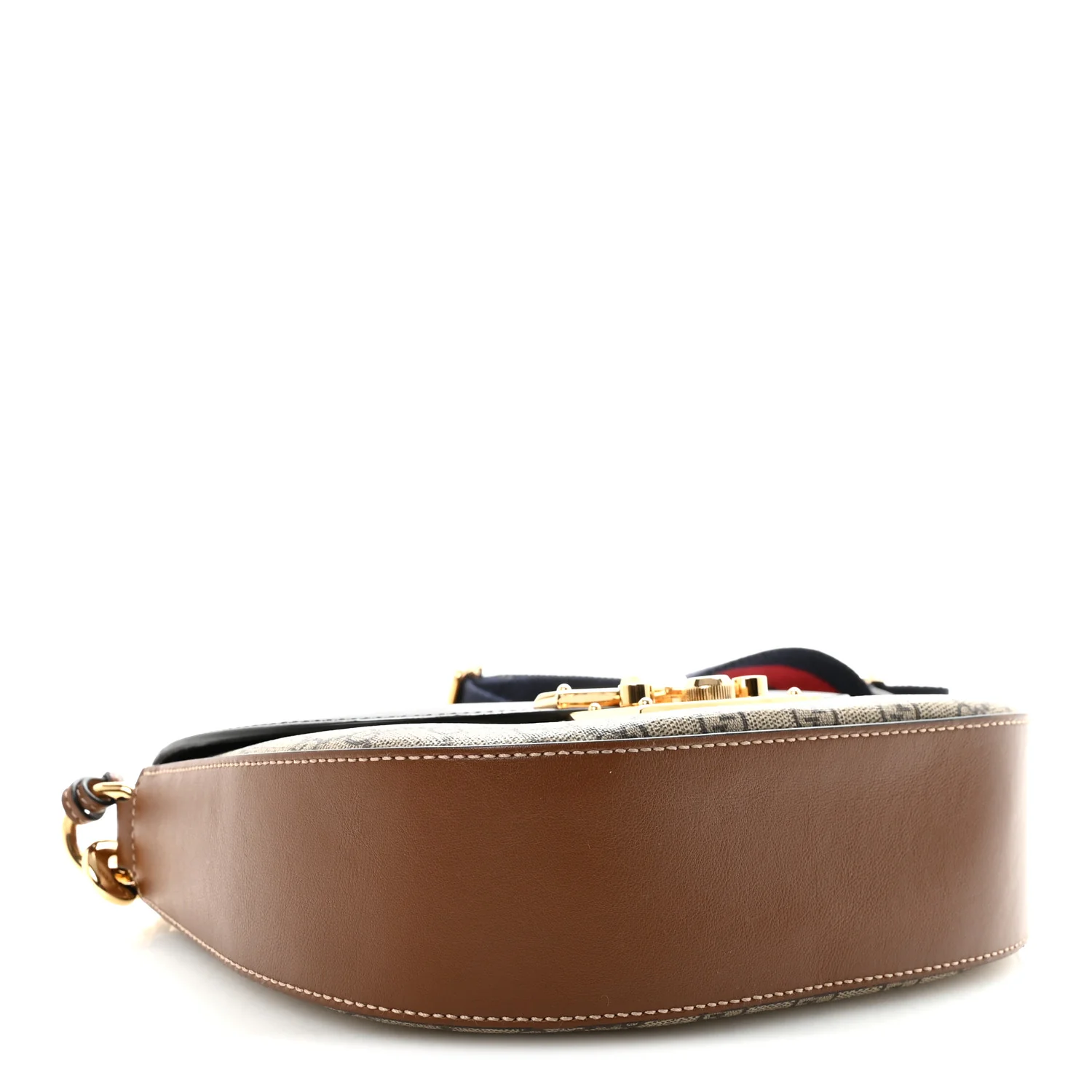 GG Supreme Monogram Web Medium Padlock Messenger Shoulder Bag Black - Image 4