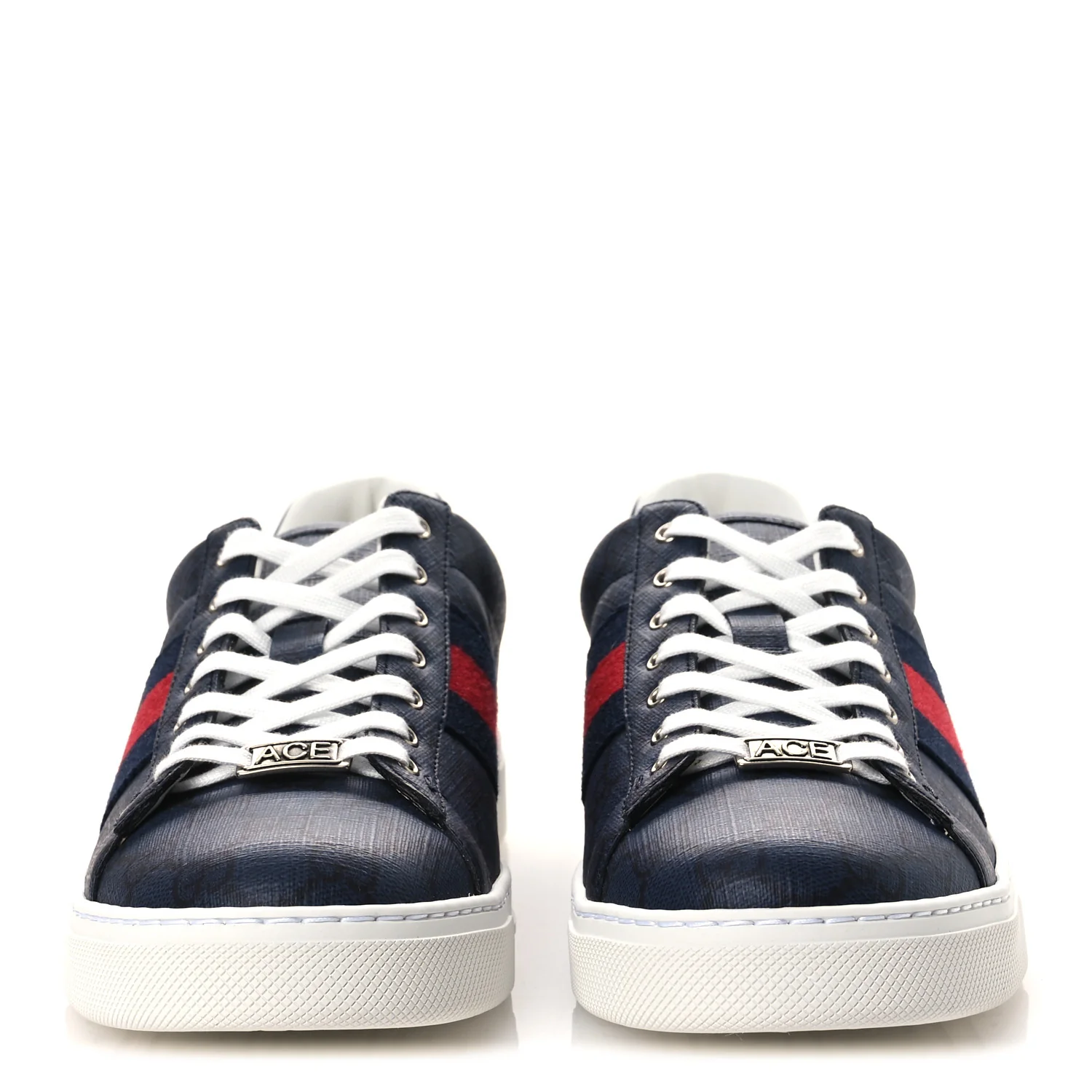 GG Supreme Monogram Web Mens New Ace Sneakers 8.5 Dark Blue - Image 3