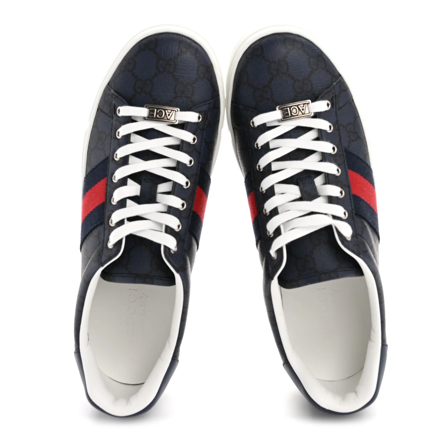 GG Supreme Monogram Web Mens New Ace Sneakers 8.5 Dark Blue - Image 2