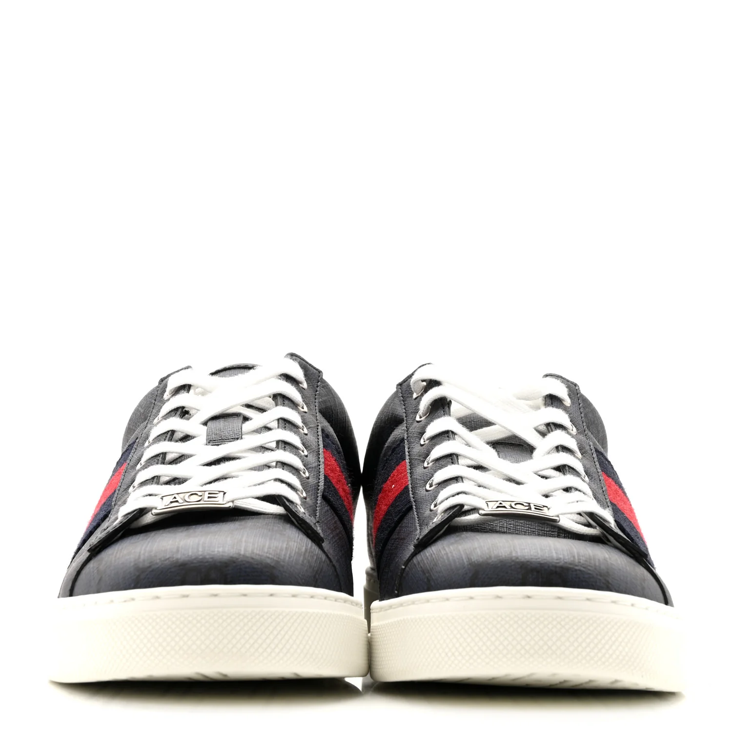 GG Supreme Monogram Web Mens New Ace Sneakers 8.5 Dark Blue - Image 3