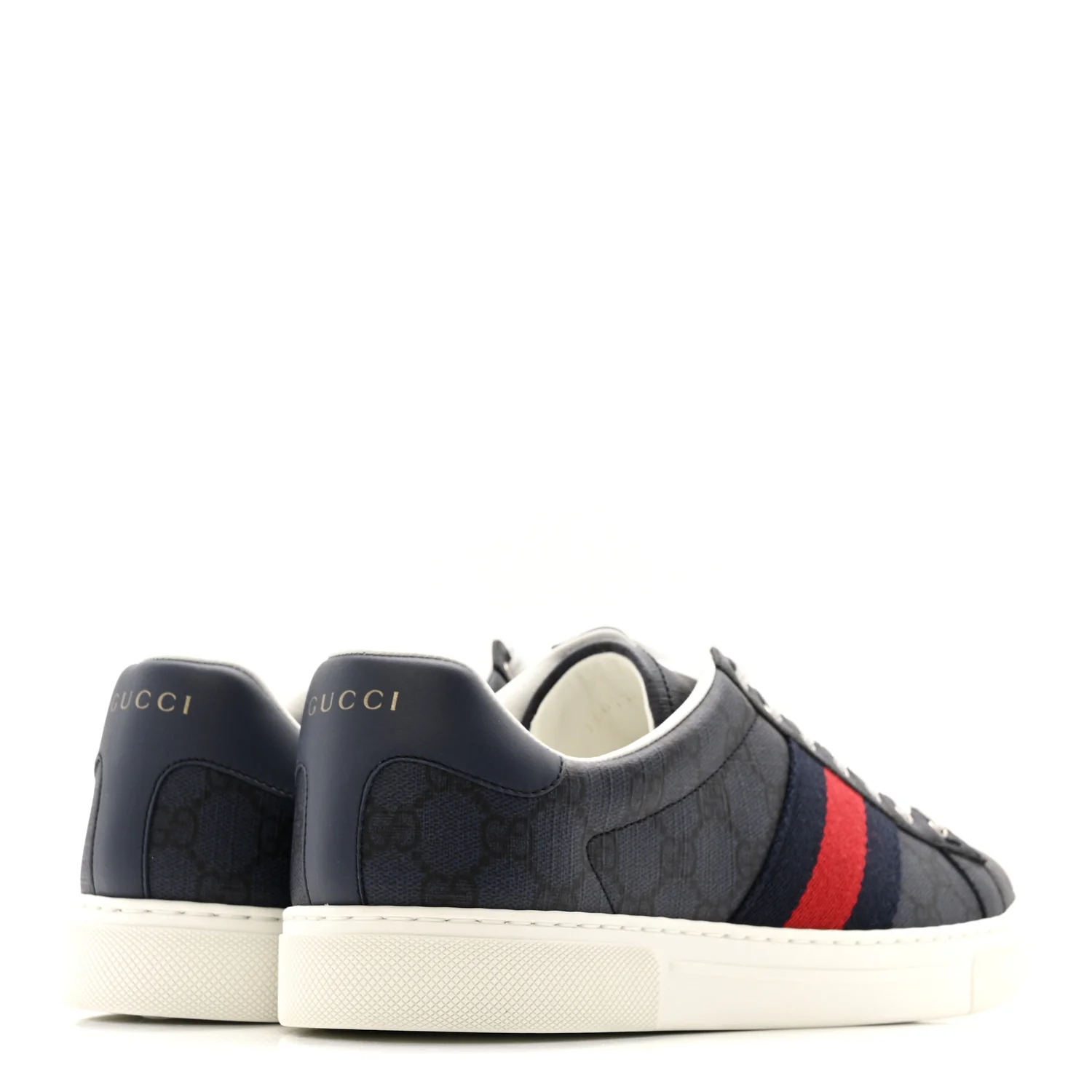 GG Supreme Monogram Web Mens New Ace Sneakers 8.5 Dark Blue - Image 5