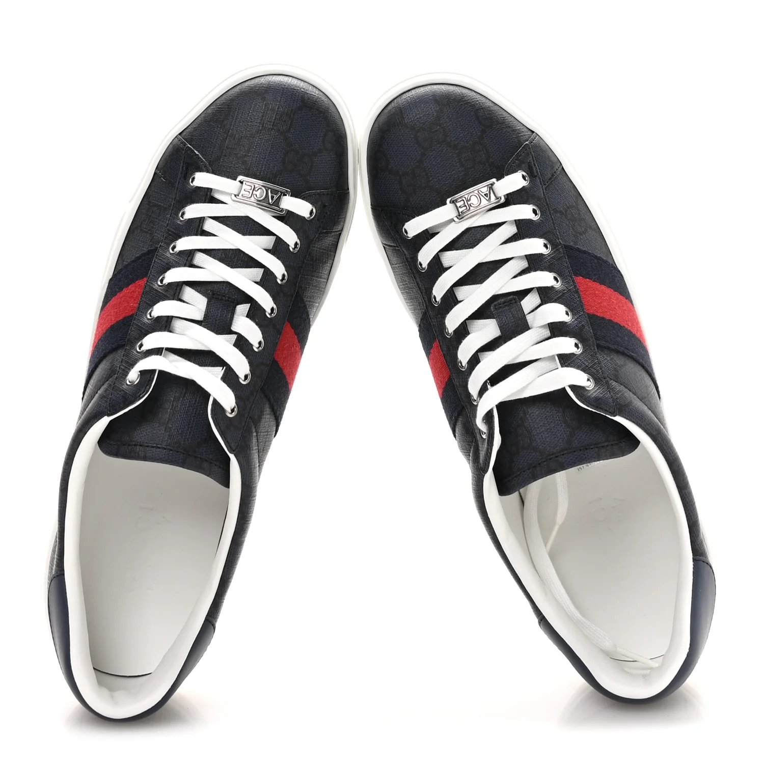 GG Supreme Monogram Web Mens New Ace Sneakers 9.5 Dark Blue - Image 2
