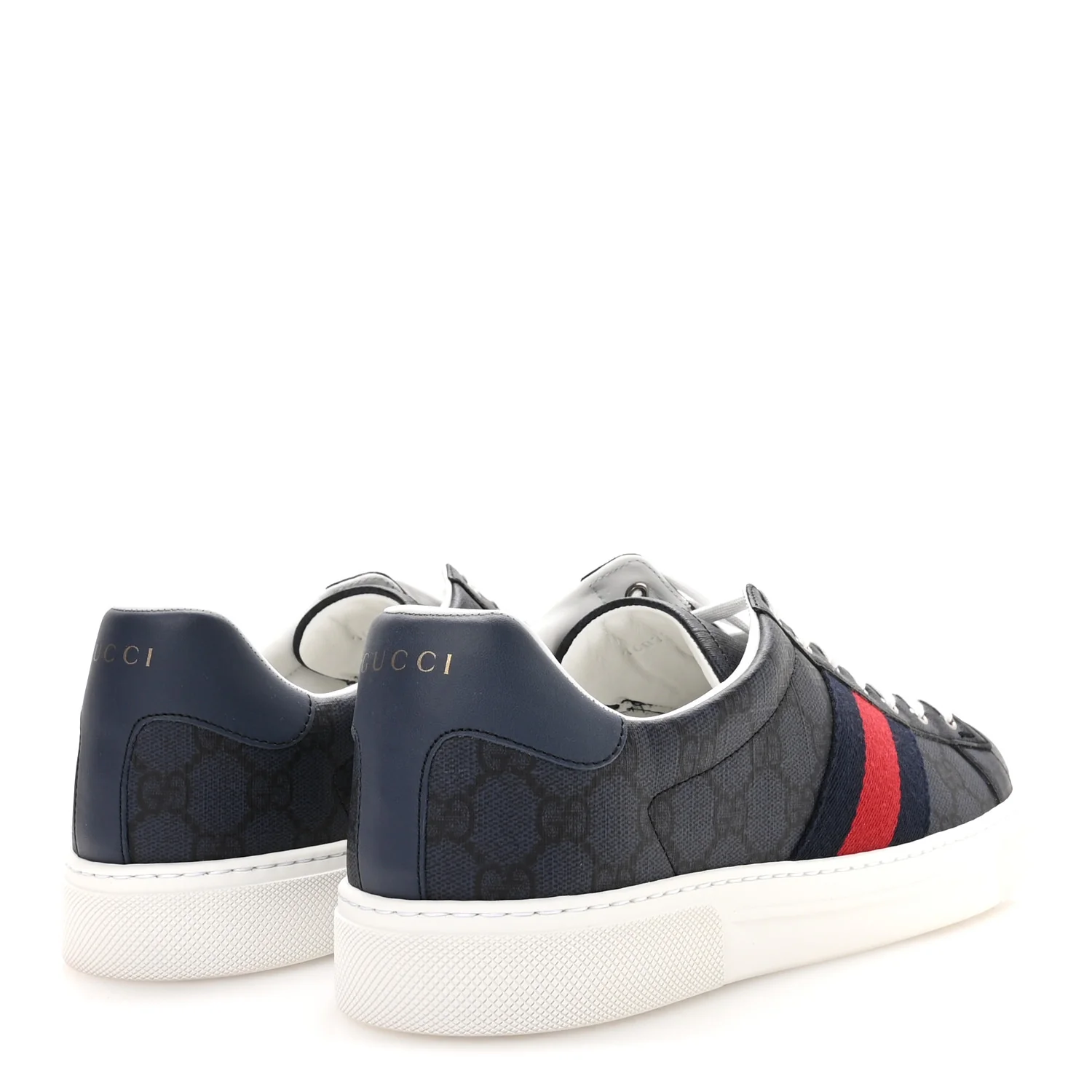 GG Supreme Monogram Web Mens New Ace Sneakers 9.5 Dark Blue - Image 5