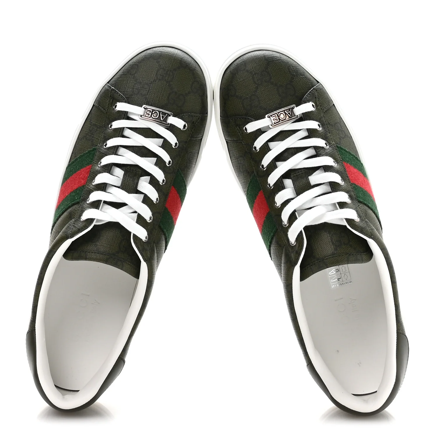 GG Supreme Monogram Web Mens New Ace Sneakers 9.5 Green - Image 2