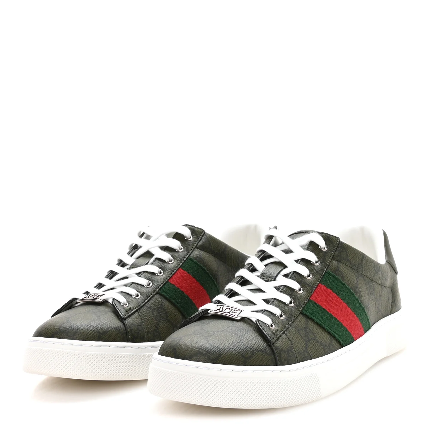 GG Supreme Monogram Web Mens New Ace Sneakers 9.5 Green - Image 4
