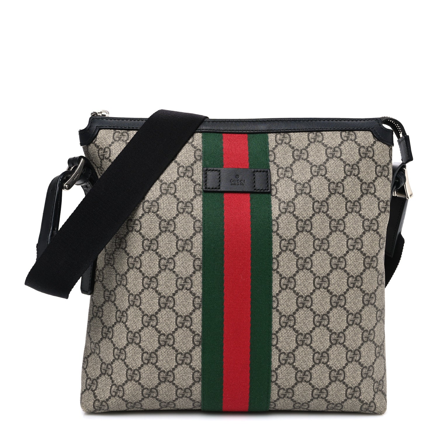 GG Supreme Monogram Web Messenger Bag Black
