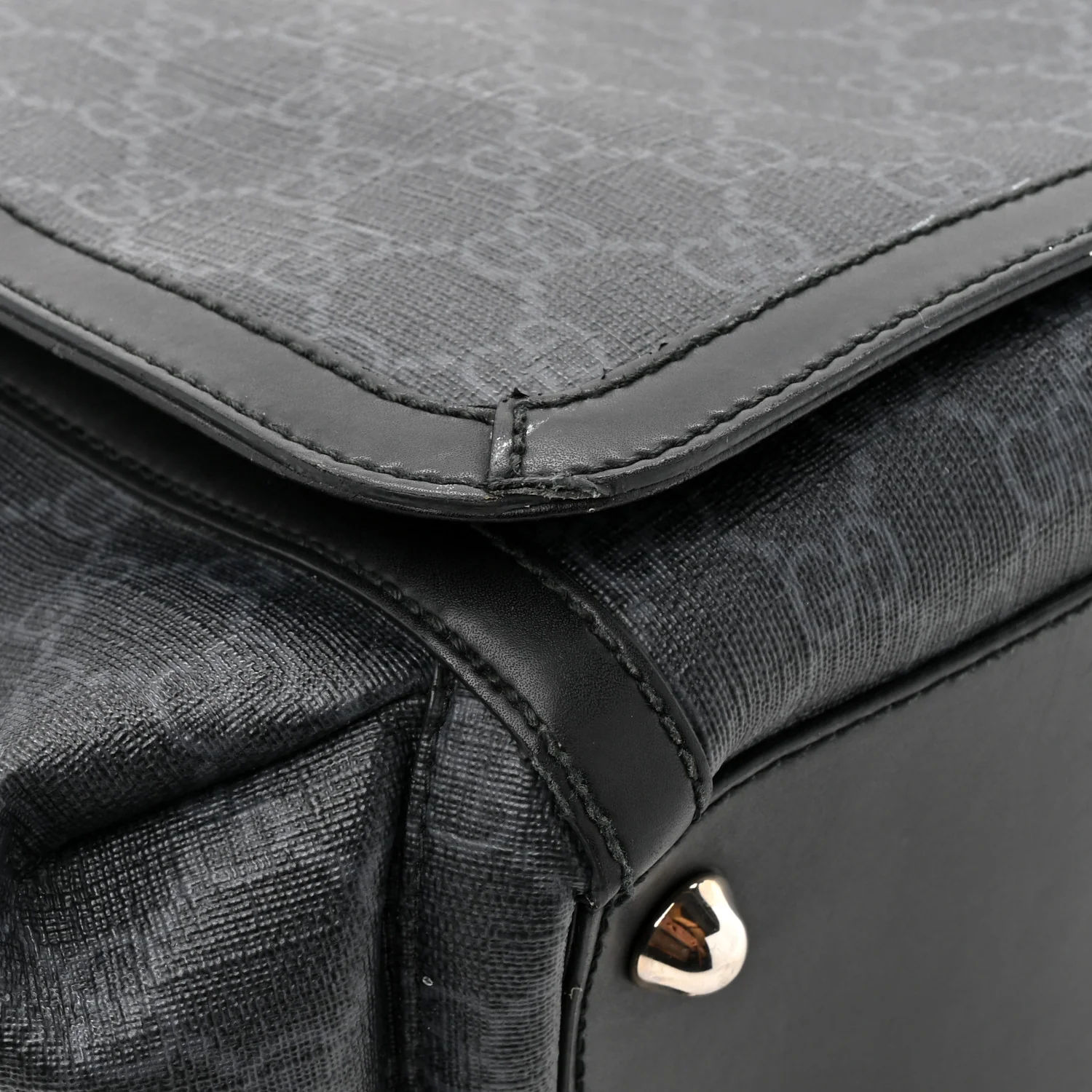 GG Supreme Monogram Web Messenger Diaper Bag Black Grey - Image 12
