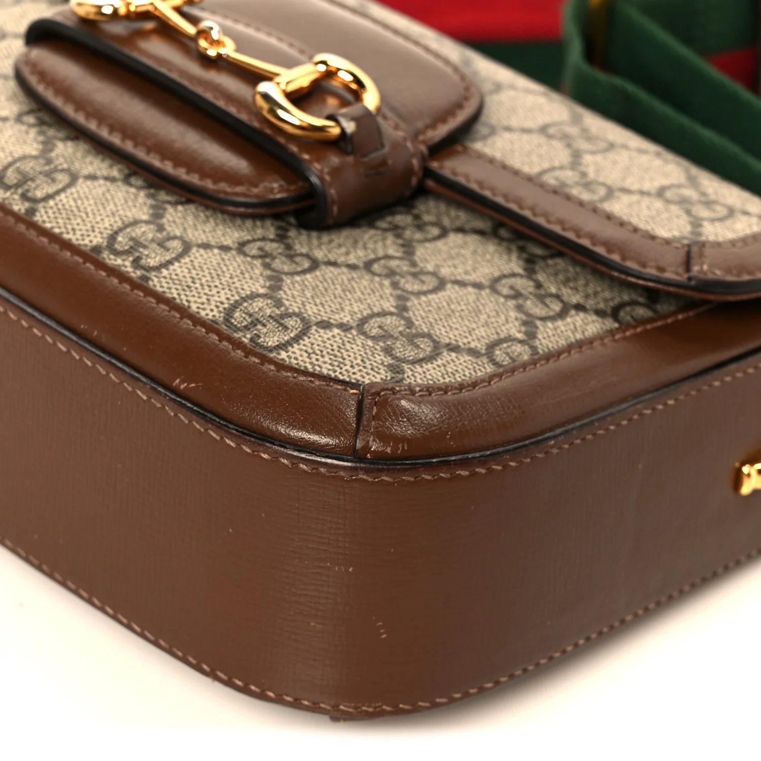 GG Supreme Monogram Web Mini Horsebit 1955 Shoulder Bag Beige Brown Sugar - Image 13