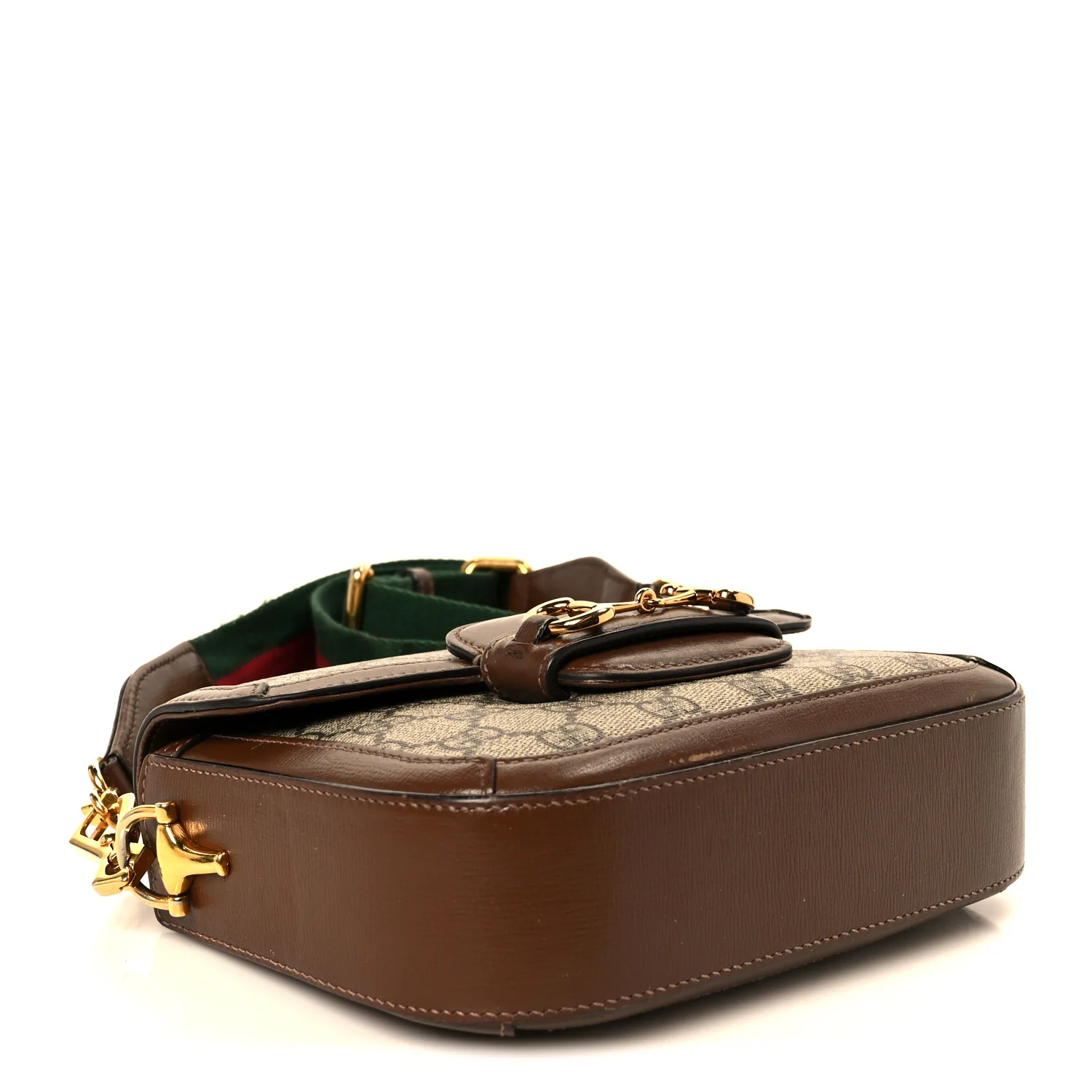 GG Supreme Monogram Web Mini Horsebit 1955 Shoulder Bag Beige Brown Sugar - Image 4