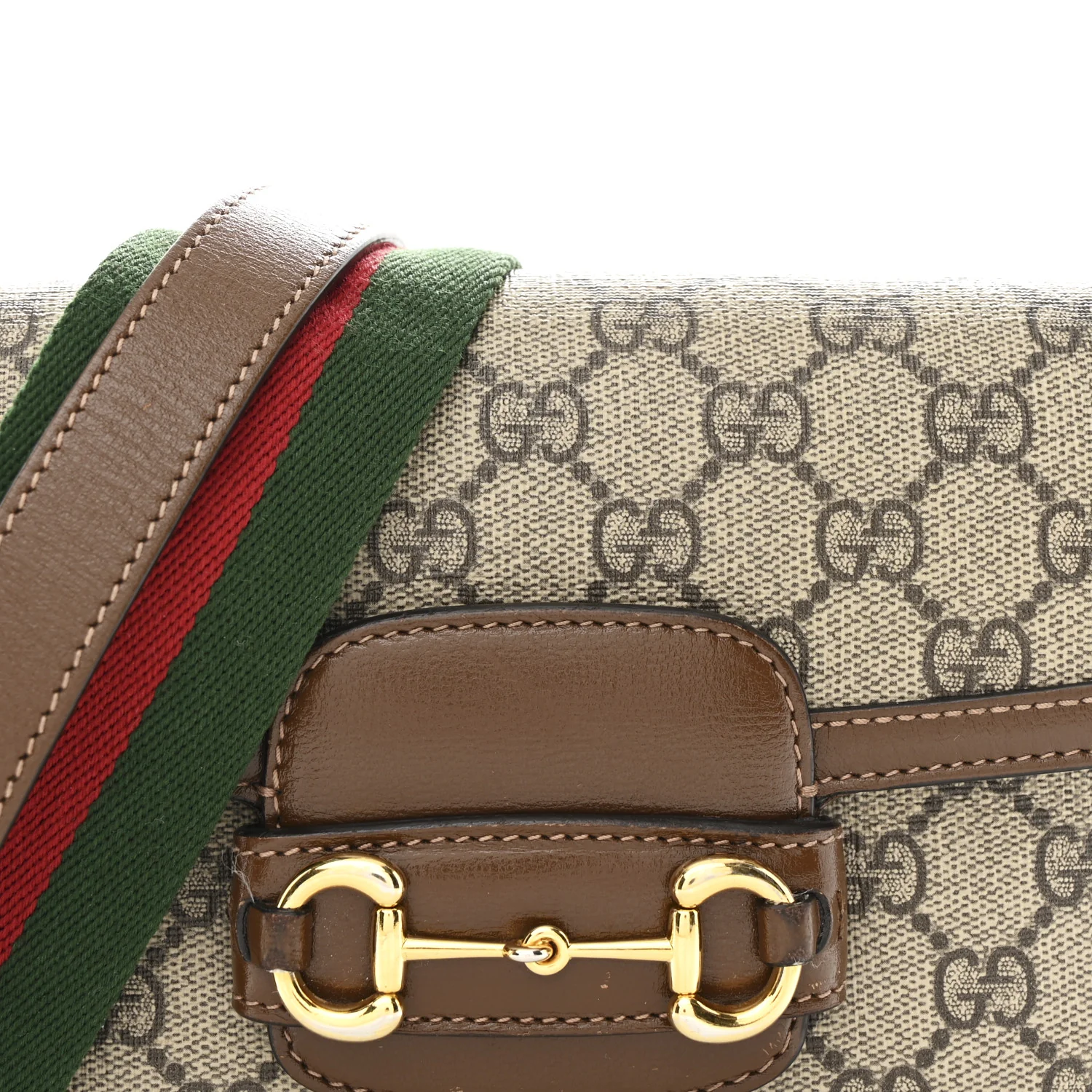 GG Supreme Monogram Web Mini Horsebit 1955 Shoulder Bag Beige Brown Sugar - Image 8