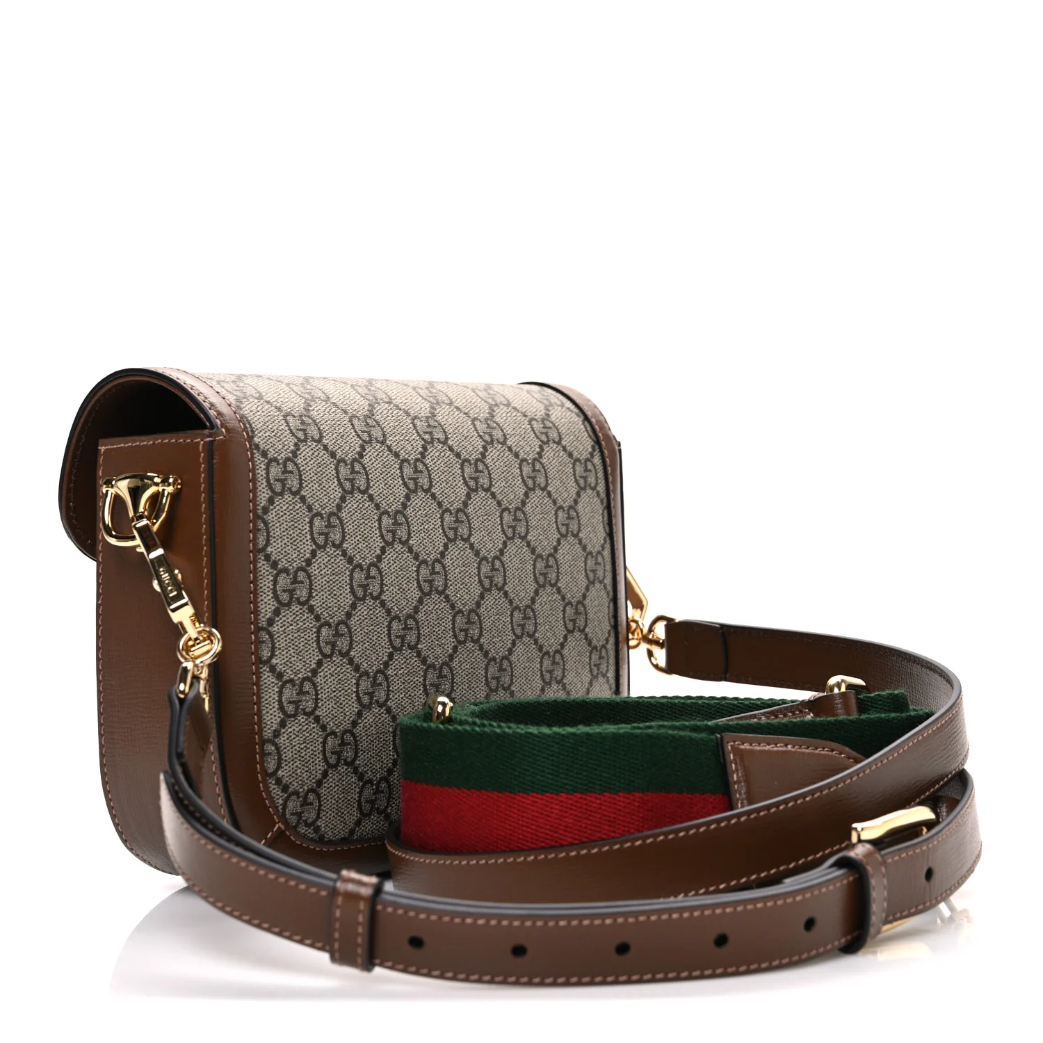 GG Supreme Monogram Web Mini Horsebit 1955 Shoulder Bag Beige Brown Sugar - Image 3