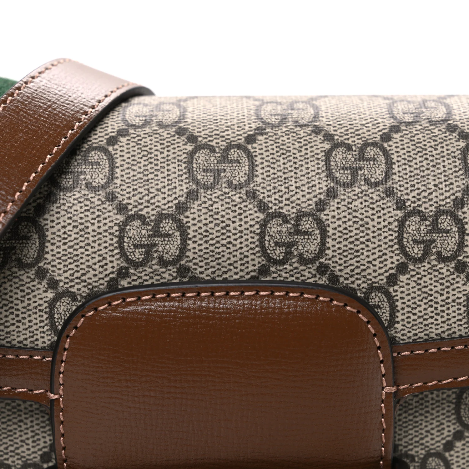 GG Supreme Monogram Web Mini Horsebit 1955 Shoulder Bag Beige Brown Sugar - Image 8