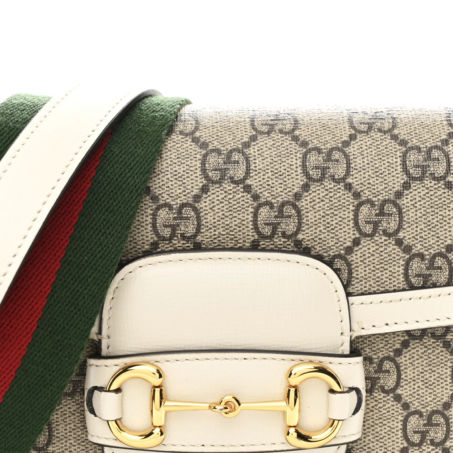 GG Supreme Monogram Web Mini Horsebit 1955 Shoulder Bag Beige Mystic White - Image 8