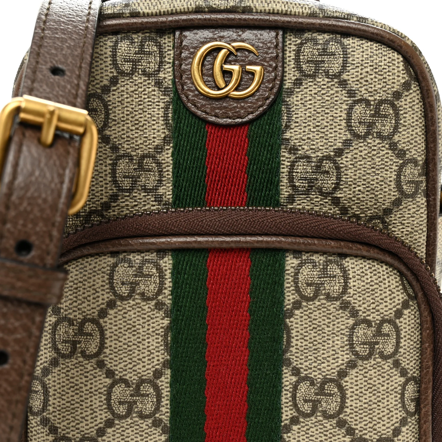 GG Supreme Monogram Web Mini Ophidia Double Zip Messenger Bag Beige New Acero - Image 9