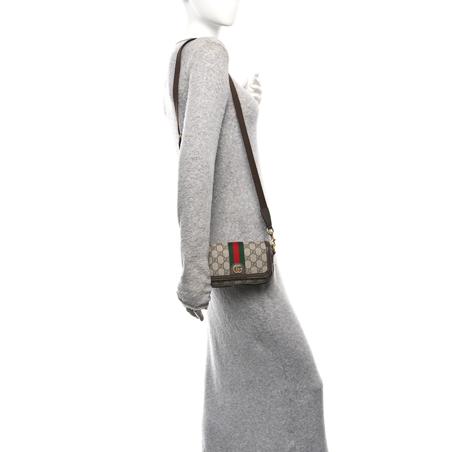 GG Supreme Monogram Web Mini Ophidia Flap Shoulder Bag Brown - Image 2