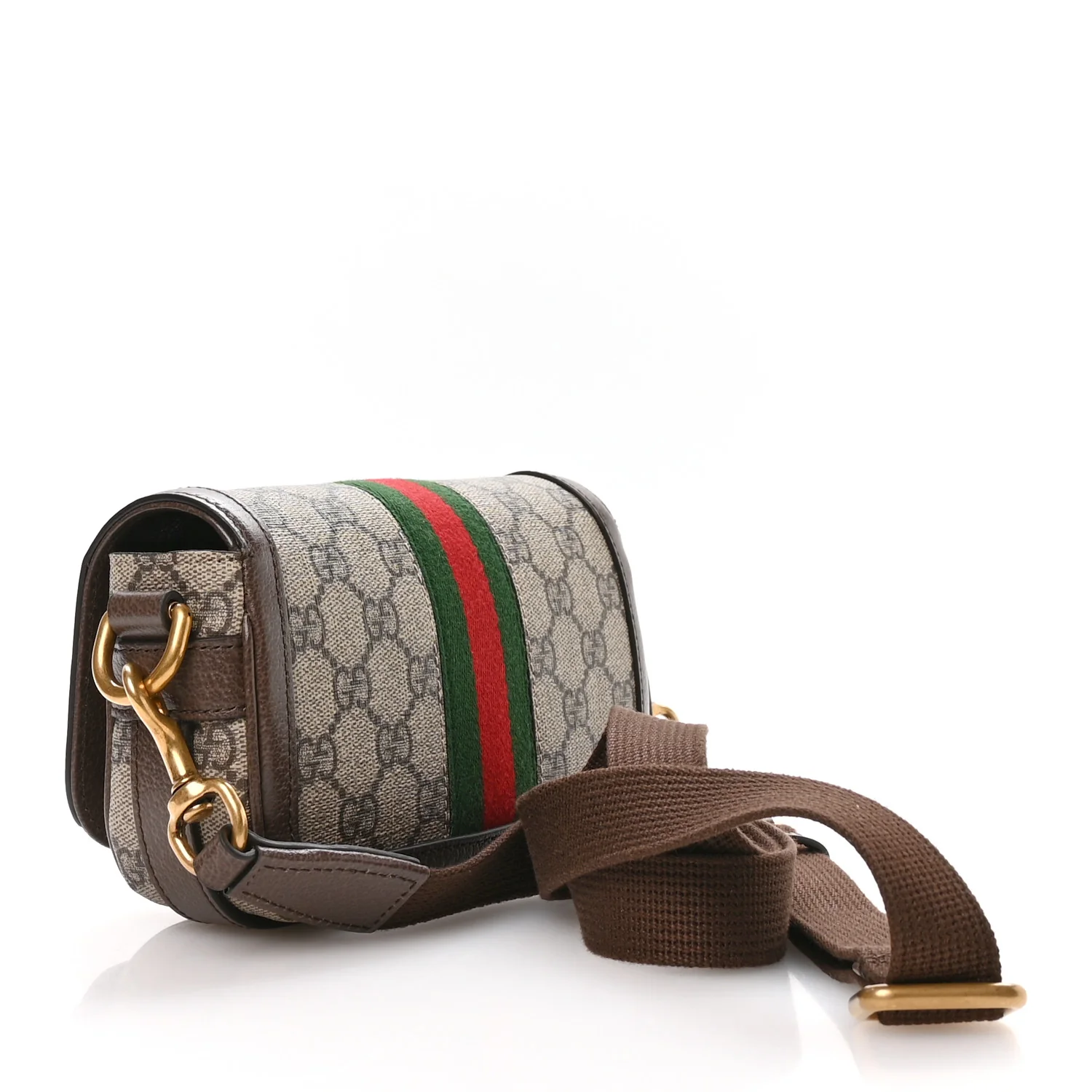 GG Supreme Monogram Web Mini Ophidia Flap Shoulder Bag Brown - Image 3