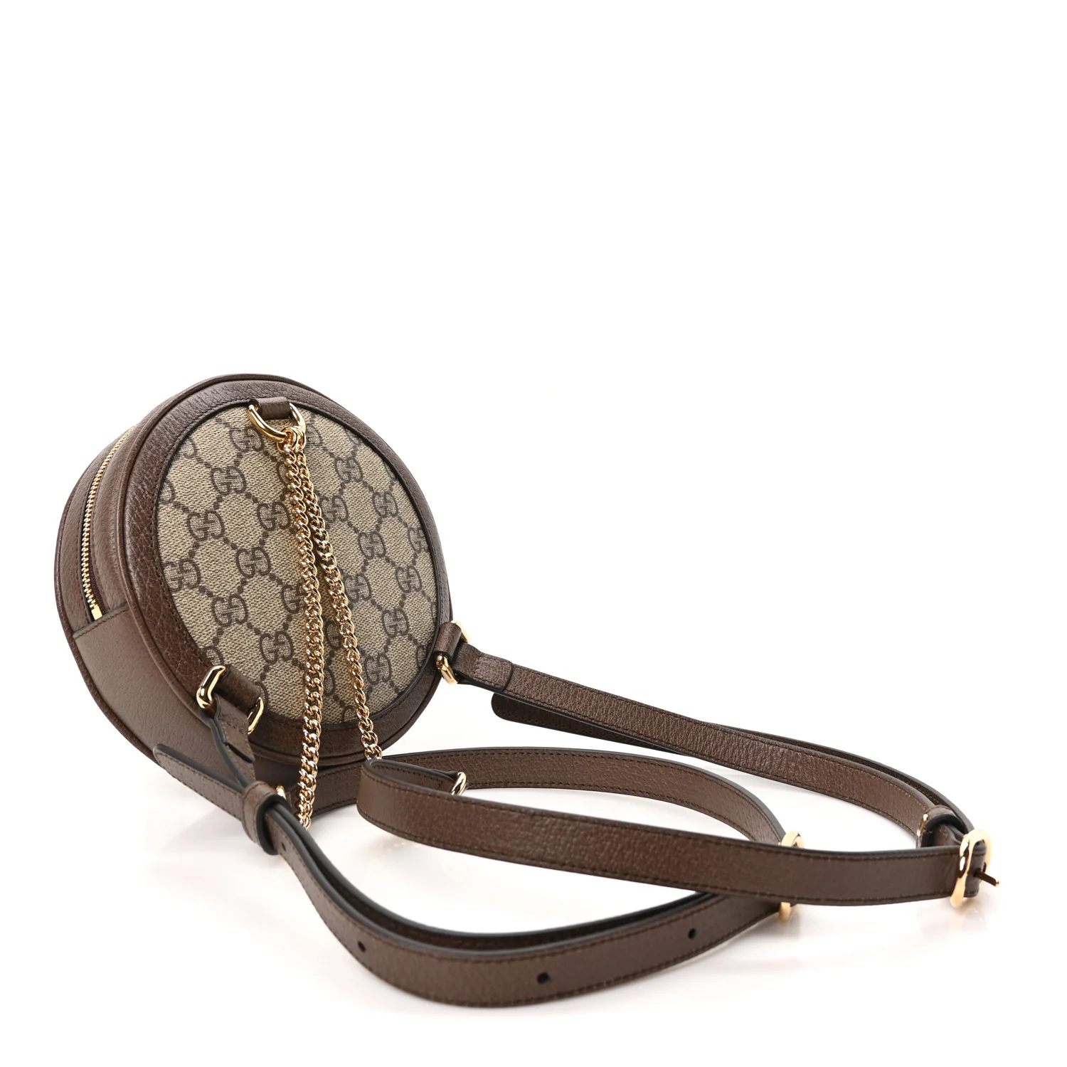 GG Supreme Monogram Web Mini Ophidia Round Backpack Brown - Image 3