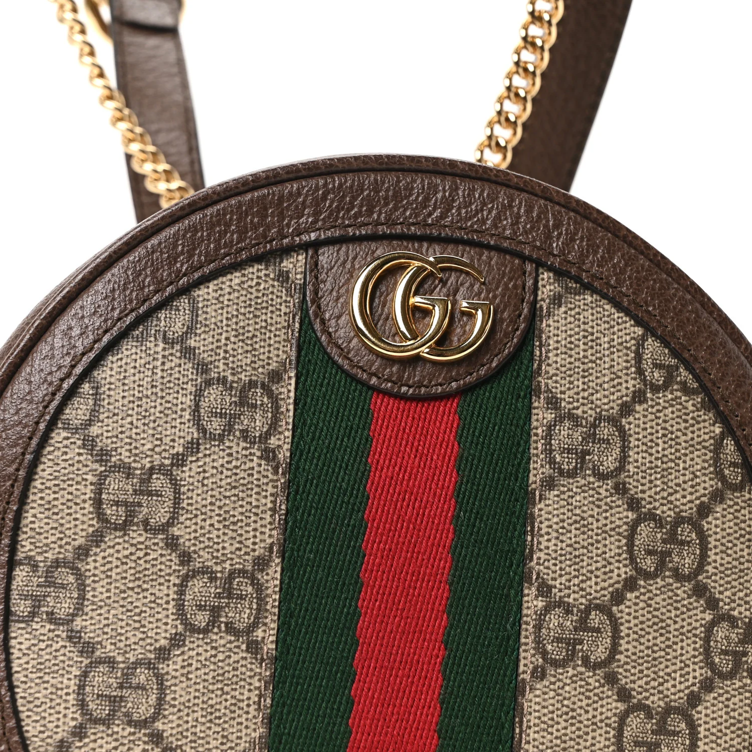 GG Supreme Monogram Web Mini Ophidia Round Backpack Brown - Image 8