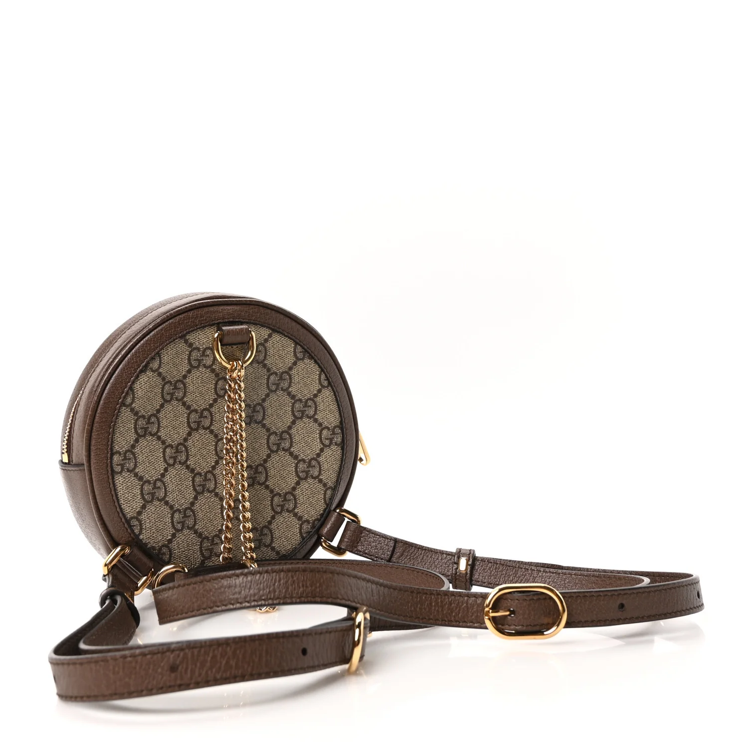 GG Supreme Monogram Web Mini Ophidia Round Backpack Brown - Image 3