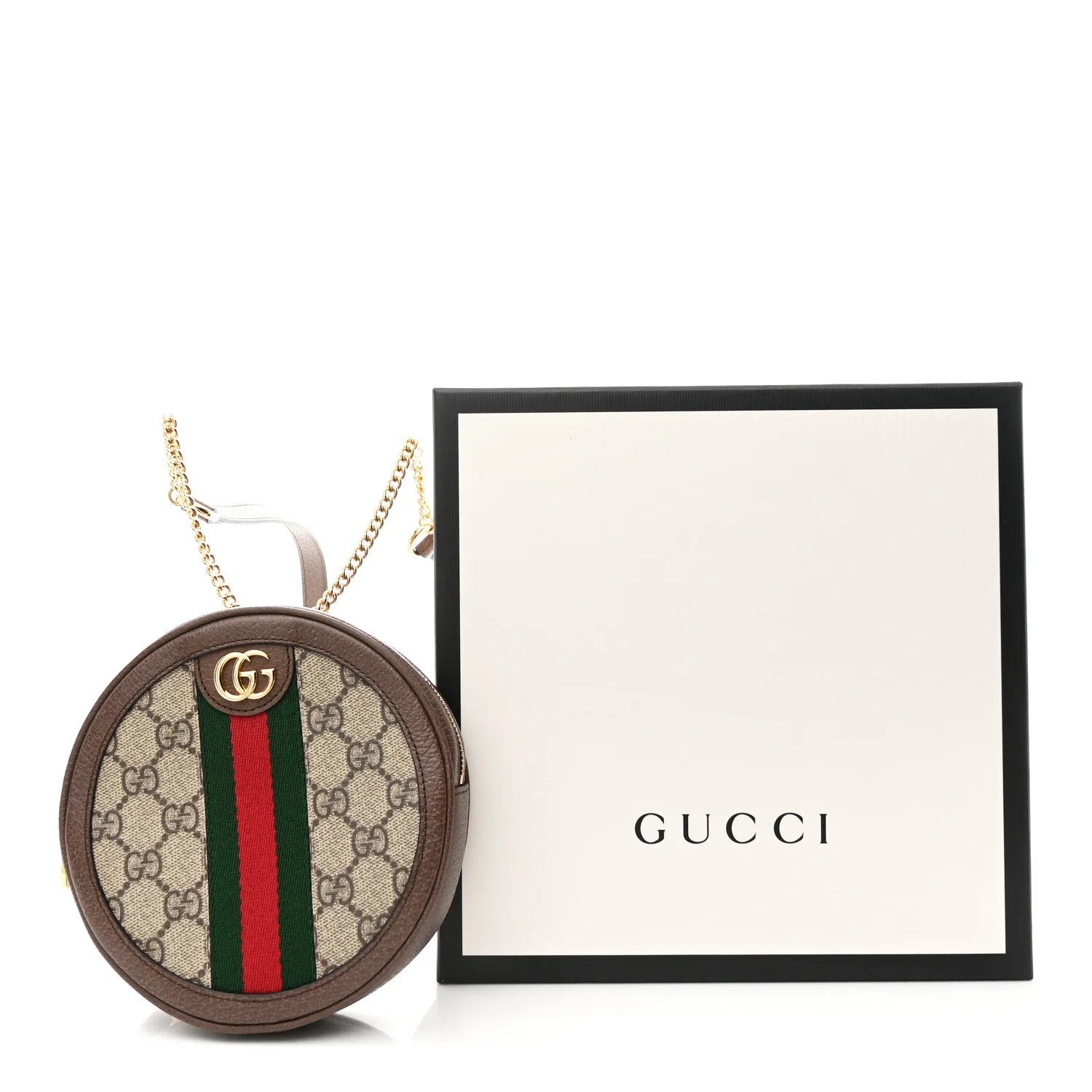 GG Supreme Monogram Web Mini Ophidia Round Backpack Brown - Image 11